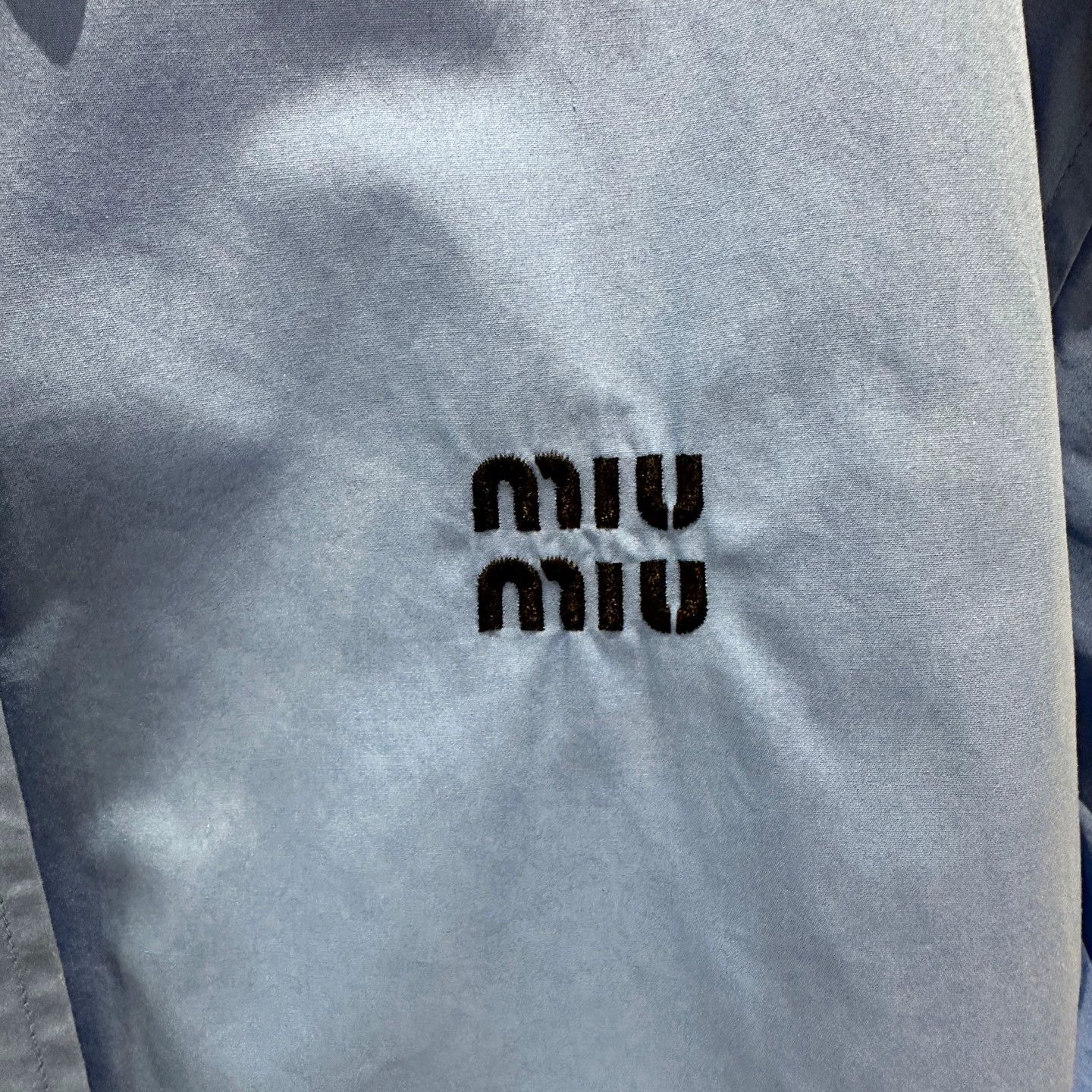 Miu Miu MIU MIU may684 Blue Embroidered Mini Logo Short Shirt 36 Size XS / US 0-2 / IT 36-38 - 3 Thumbnail