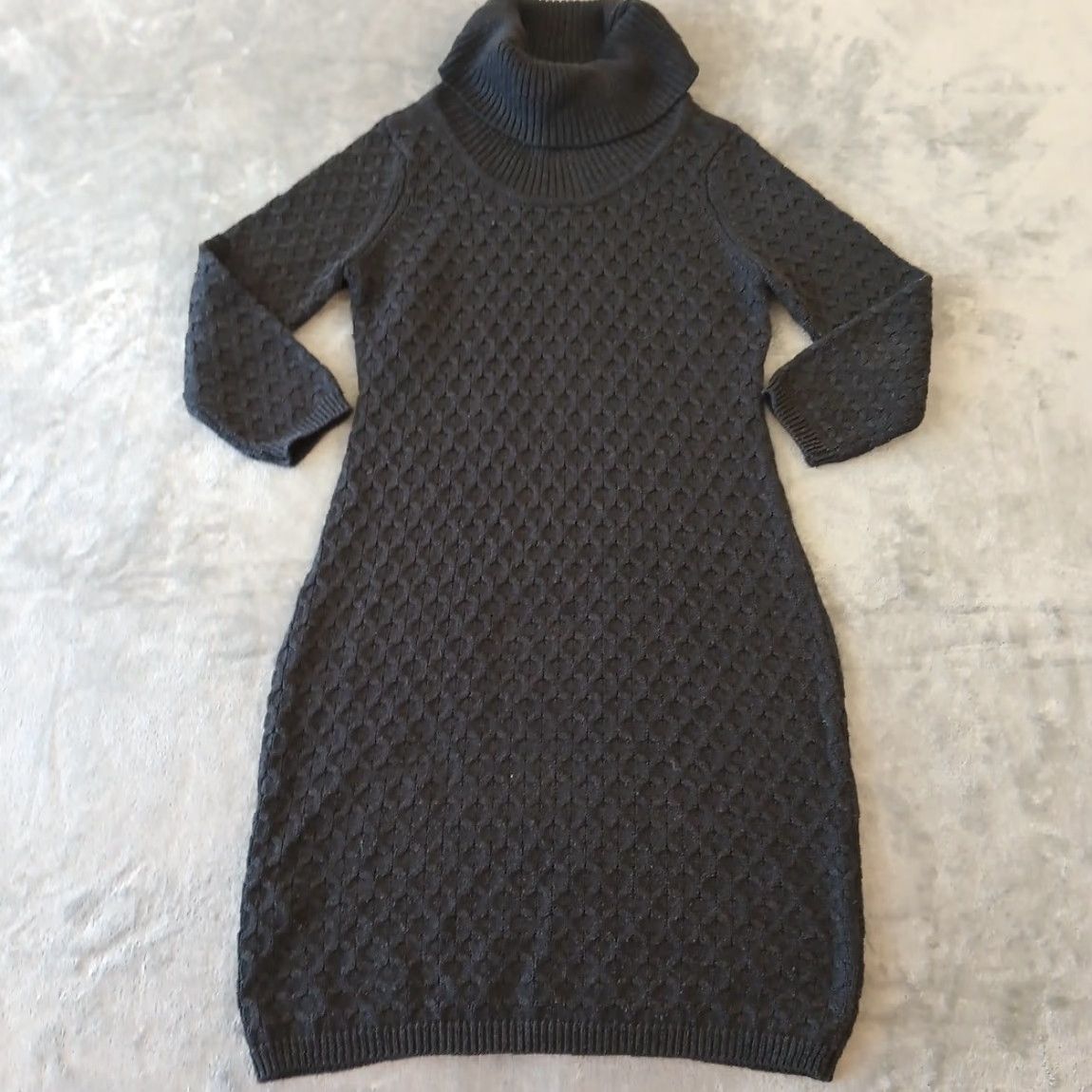 Calvin Klein Calvin Klein Sweater Dress M Gray Chunky Knit Long Sleeve Turtleneck Womens Knee Length Pullover Dry Clean Only Knit Stretch Regular Size M / US 6-8 / IT 42-44 - 2 Thumbnail