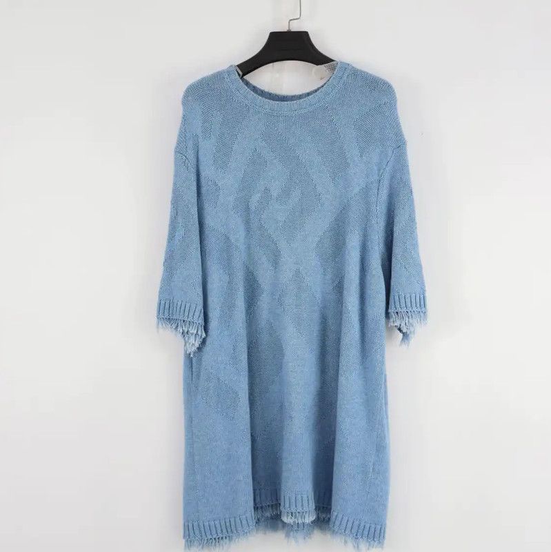 Fendi Blue Short Sleeve Knit Shirt for Men 0089