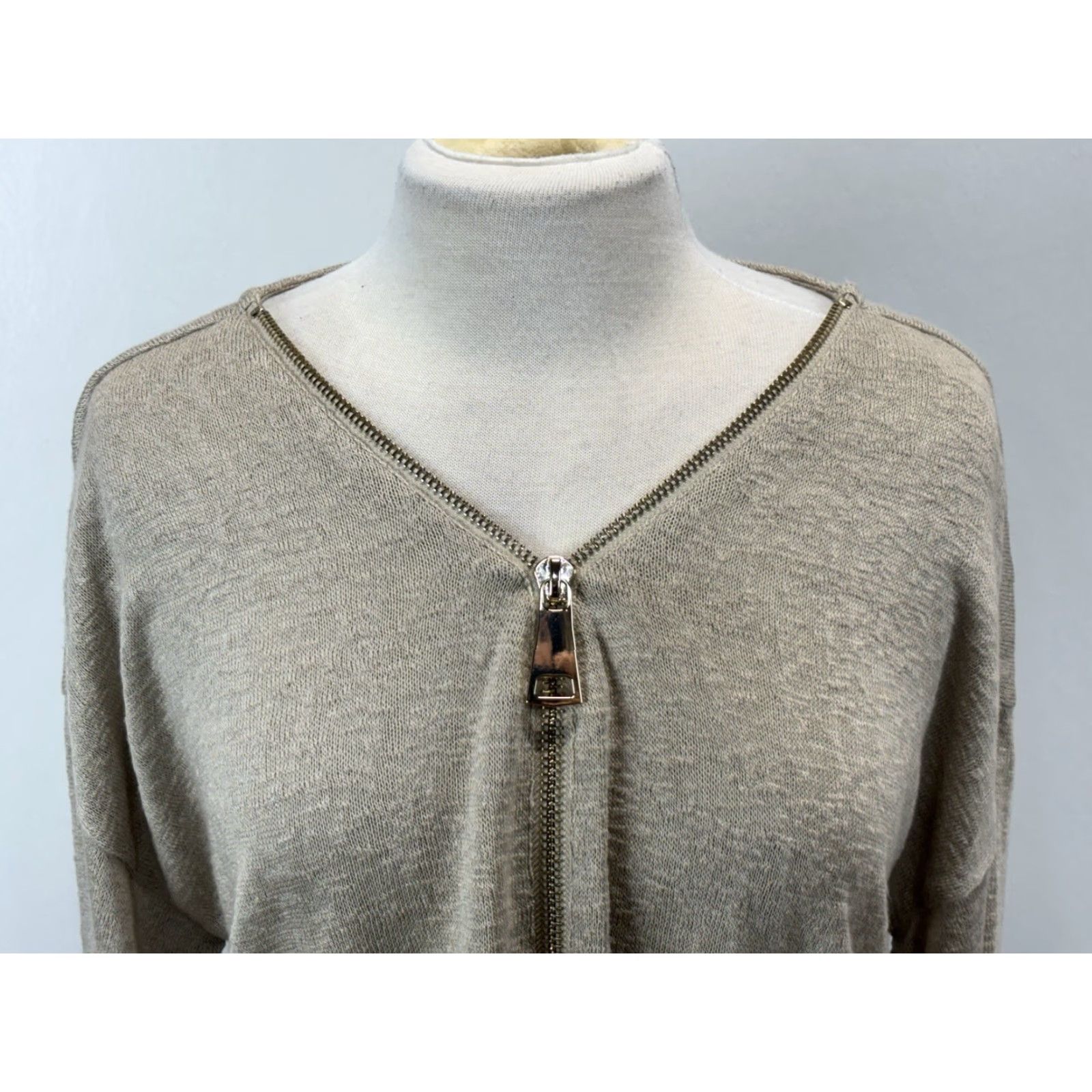 Soft Surroundings NEW! Soft Surroundings Stone Valentina Zip Slub Jersey Knit Sweater Sz 1X Plus Size XL / US 12-14 / IT 48-50 - 6 Thumbnail