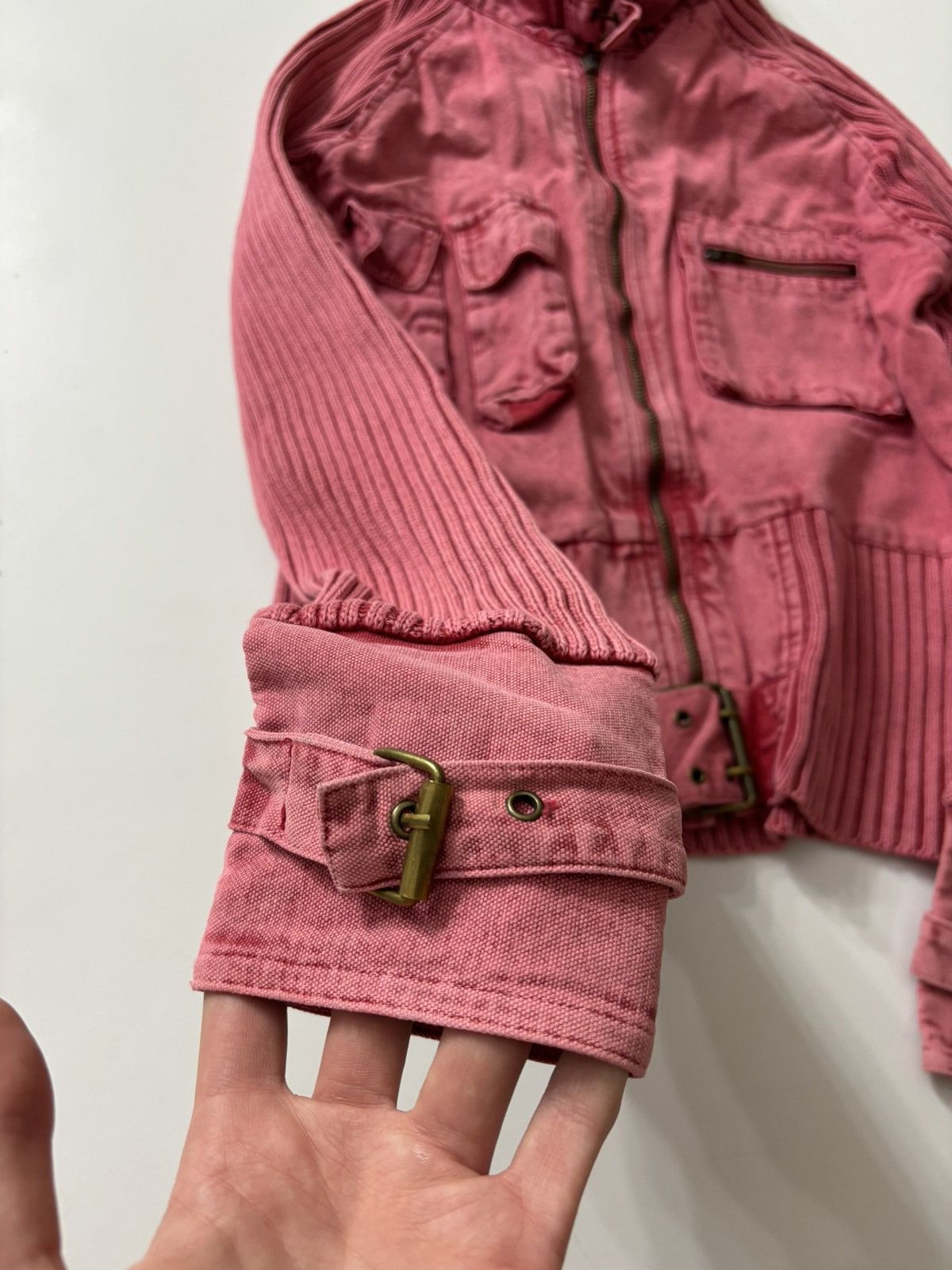 Vintage FADED MULTI-POCKET CROPPED MOTO LONG SLEEVE ZIP SWEATER Size M / US 6-8 / IT 42-44 - 11 Thumbnail