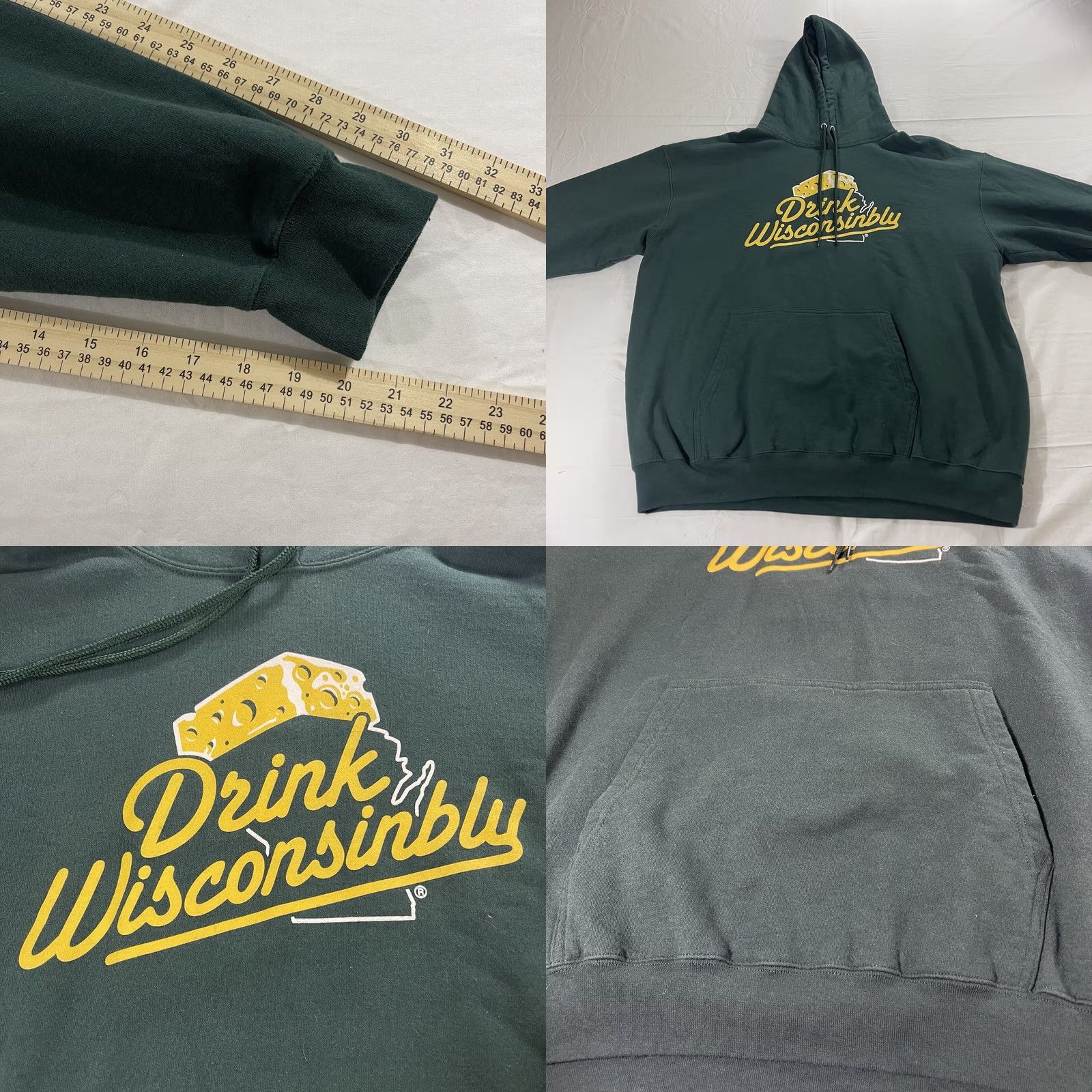 Gildan Drink Wisconsinbly 2XL Hoodie Sweatshirt Green Nike? Size US XXL / EU 58 / 5 - 8 Thumbnail
