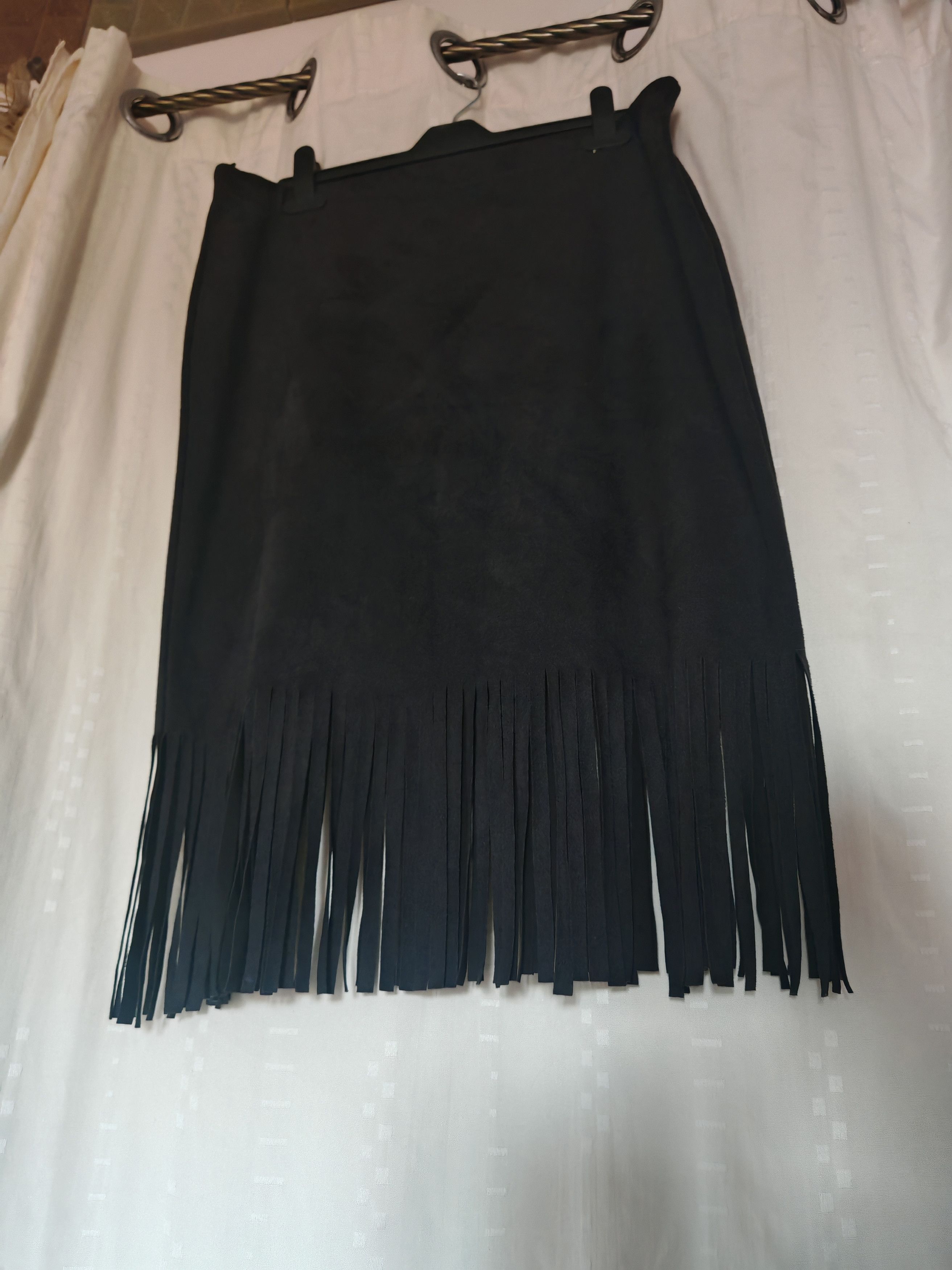 Vintage Vintage Faux Suede Midi Grey Skirt Boho Tassel Fringe sz XL Size 34" / US 12 / IT 48 - 8 Thumbnail