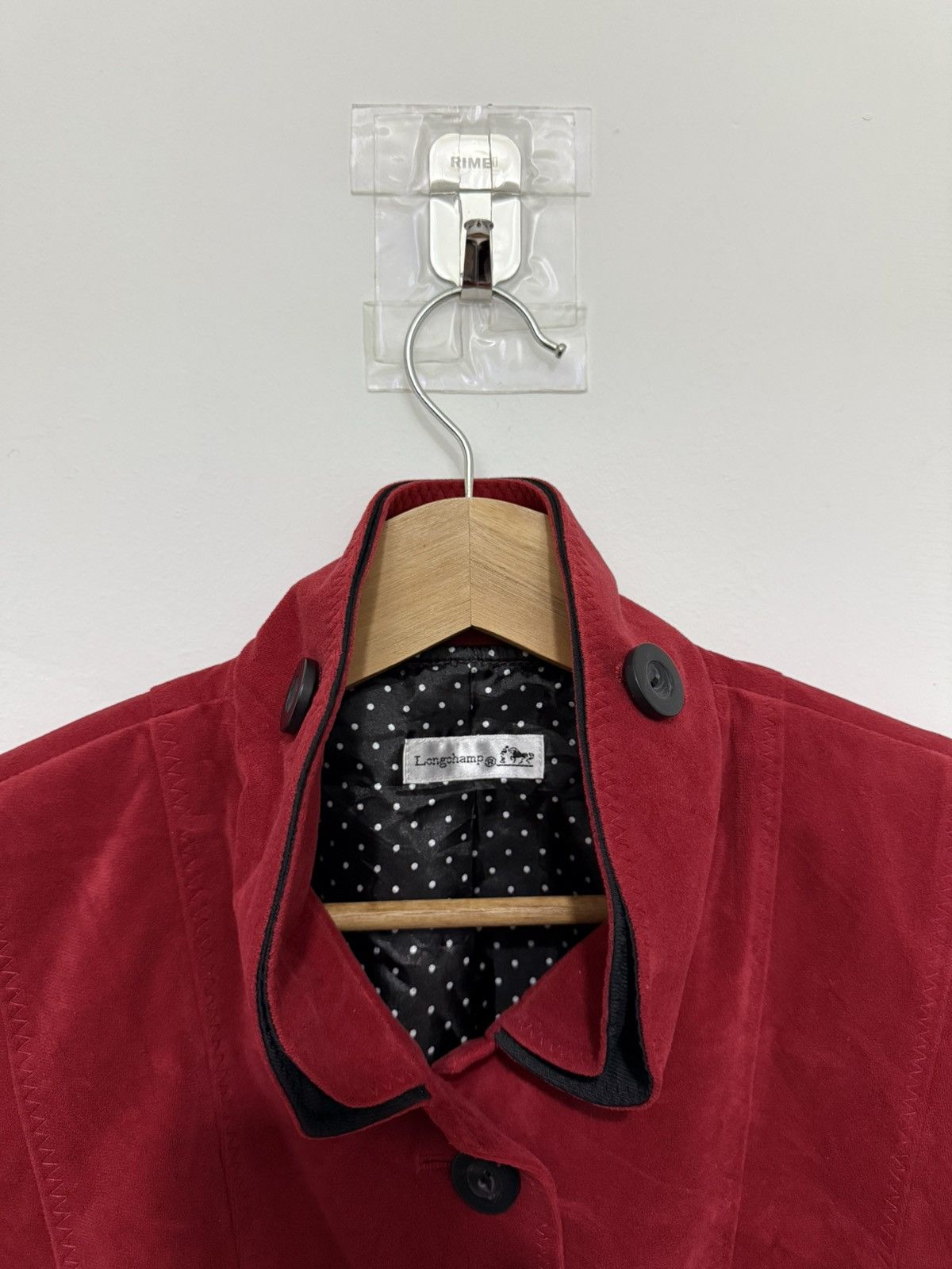 Longchamp Vintage Longchamp Red Velvet Blazer Jacket Size S / US 4 / IT 40 - 5 Thumbnail