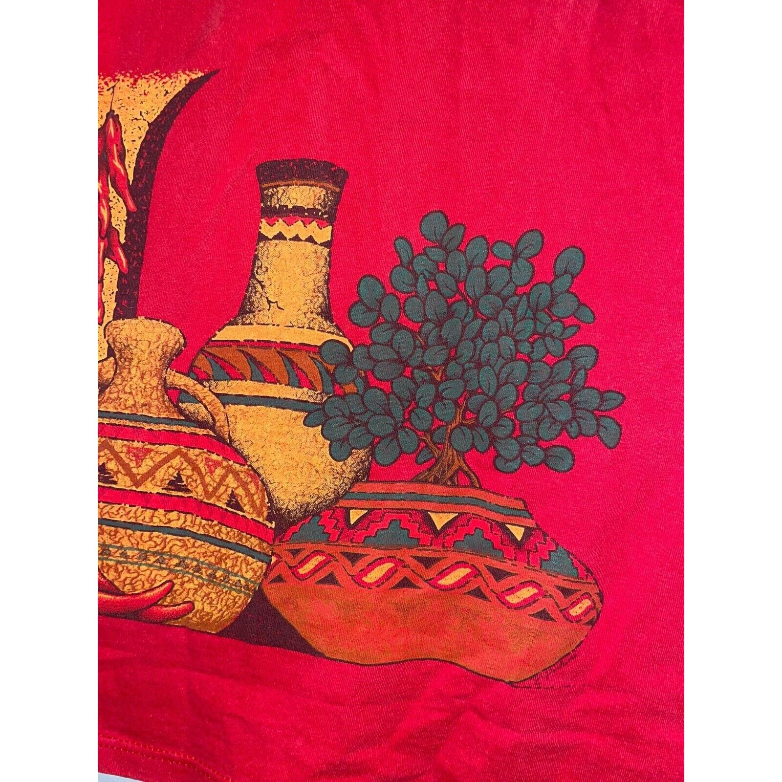 Jerzees Vintage Native Sleeper Shirt Mexican Art Vase Pots Tee 90s Size US XL / EU 56 / 4 - 5 Thumbnail