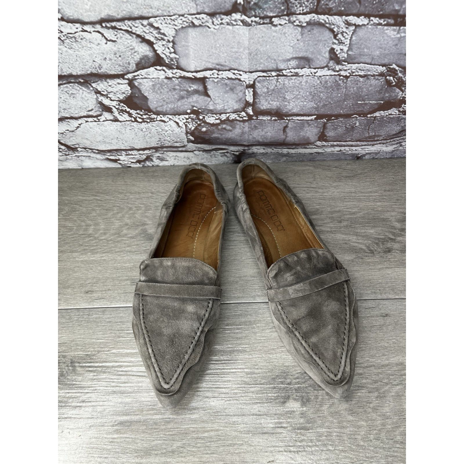 gomme Pomme D’or Gray Suede Leather Pointed Toe Ballet Flats Women Size US 7.5 / IT 37.5 - 2 Thumbnail