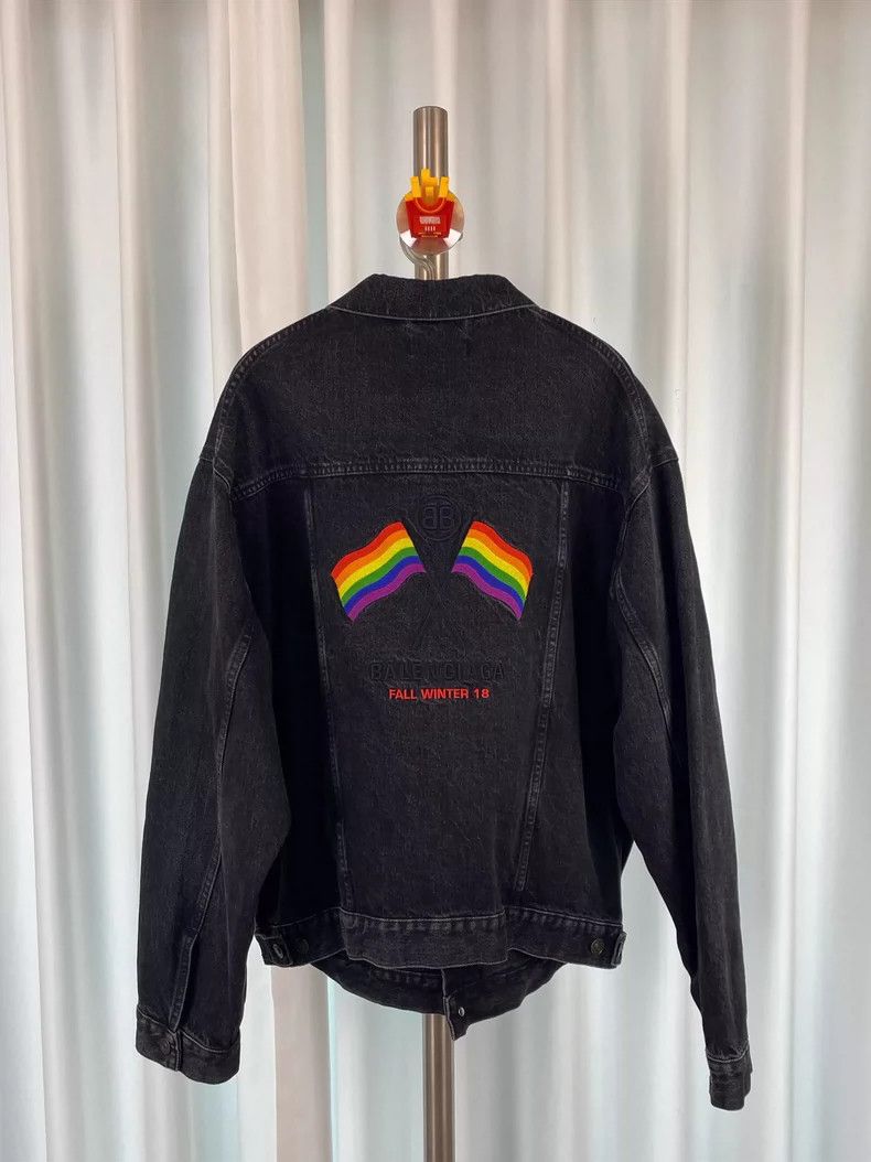 Balenciaga Balenciaga Double colored flag logo denim black coat Size US S / EU 44-46 / 1 - 2 Thumbnail