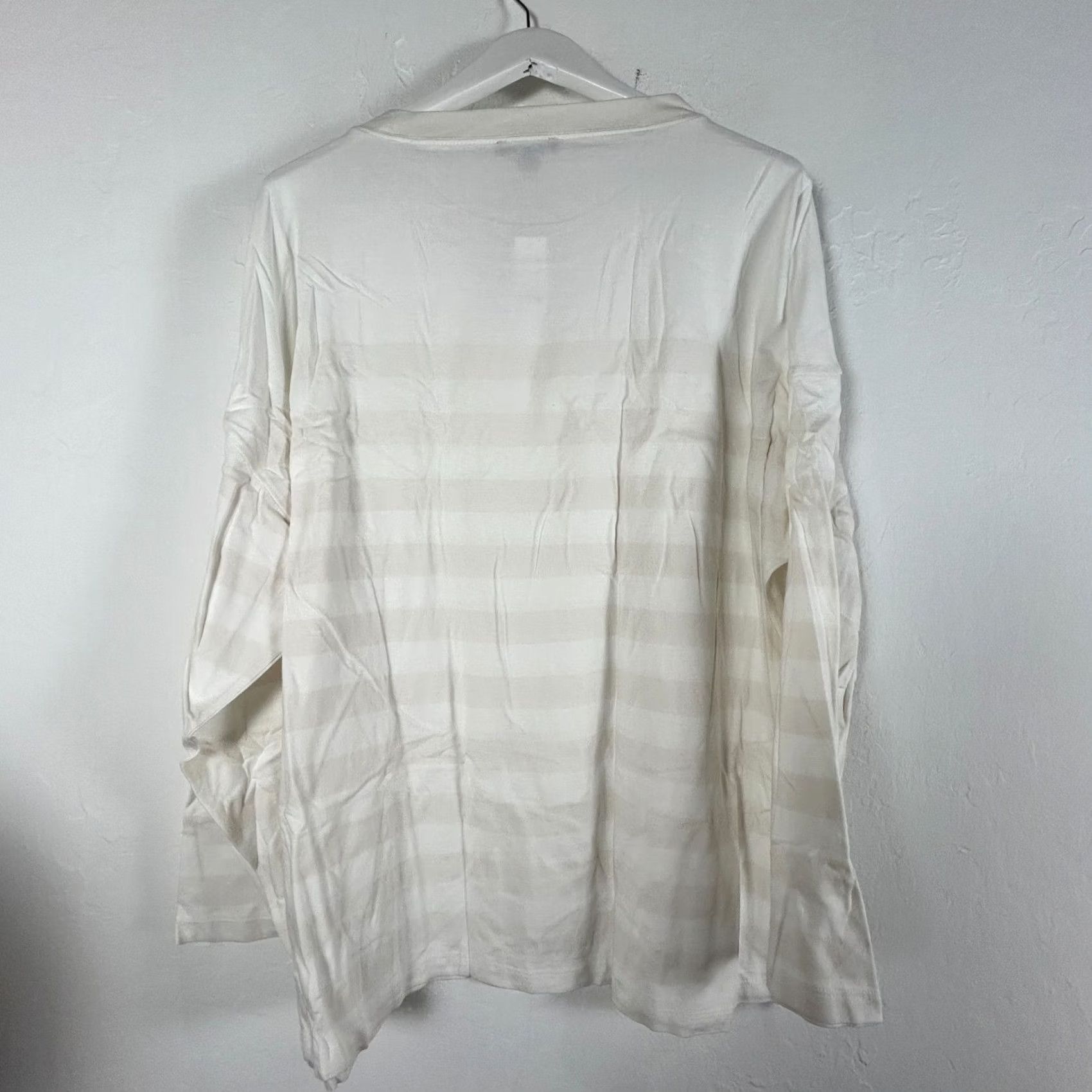 J.Crew J.Crew Womens XL Cream Striped Essential Wide Sleeve Shirt AY934 NWT – Size XL / US 12-14 / IT 48-50 - 2 Thumbnail
