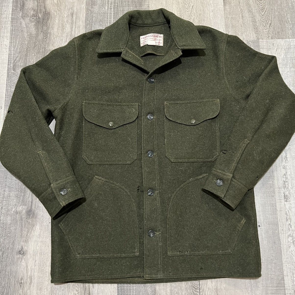 Vintage VTG C.C. Filson Style 85 Green Mackinaw Wool Hunting Jacket ...