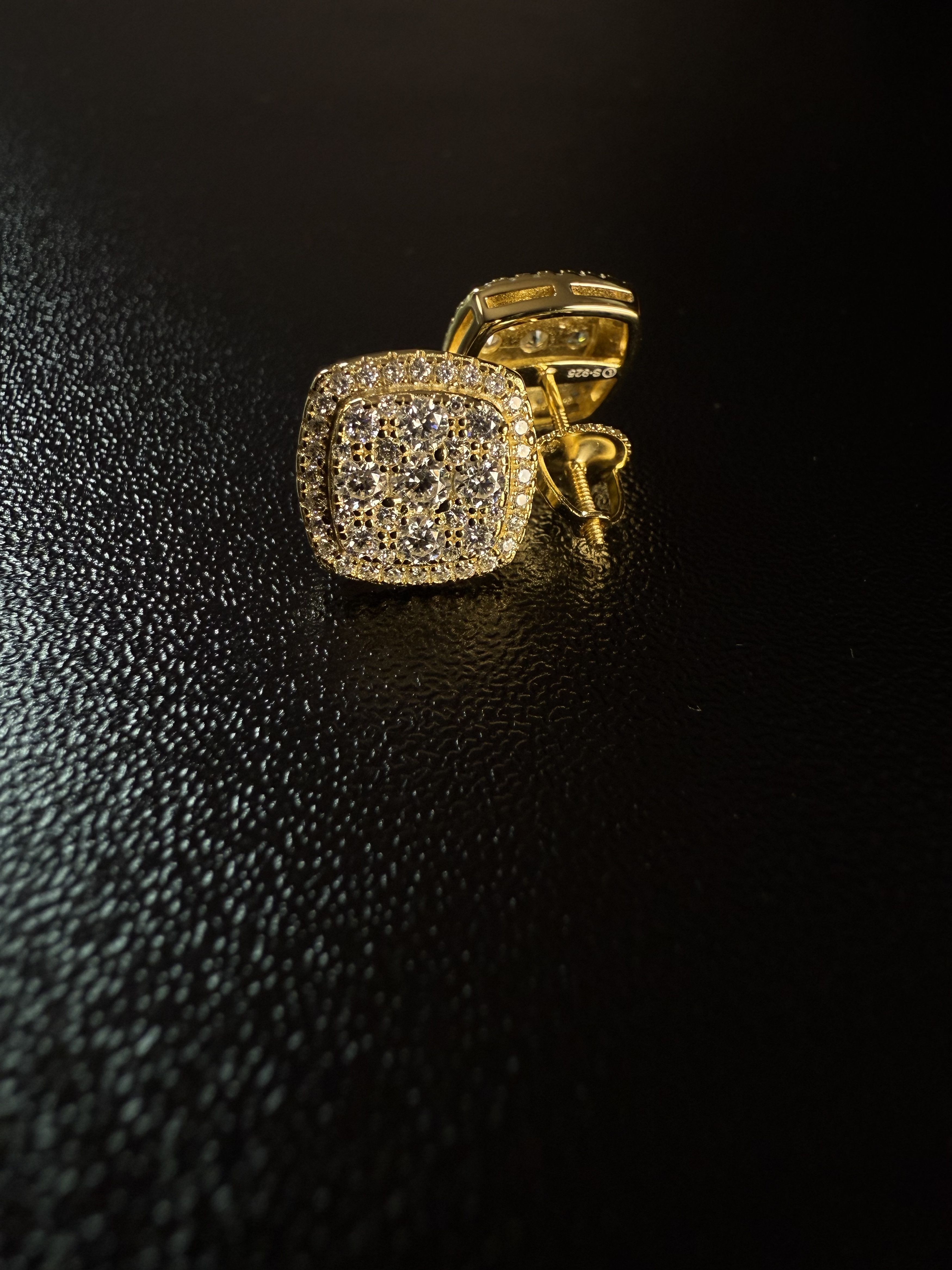 Other Square ice cross men’s Moissanite gold plated earrings Size ONE SIZE - 7 Thumbnail