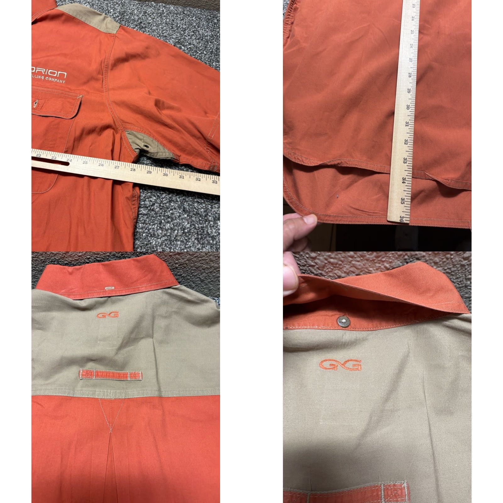 Vintage Game Guard Shirt Mens XL Orange Short Sleeve Button-Up Padded Shoulder Patch Pocket Outdoor Casual Workwear Size US XL / EU 56 / 4 - 8 Thumbnail