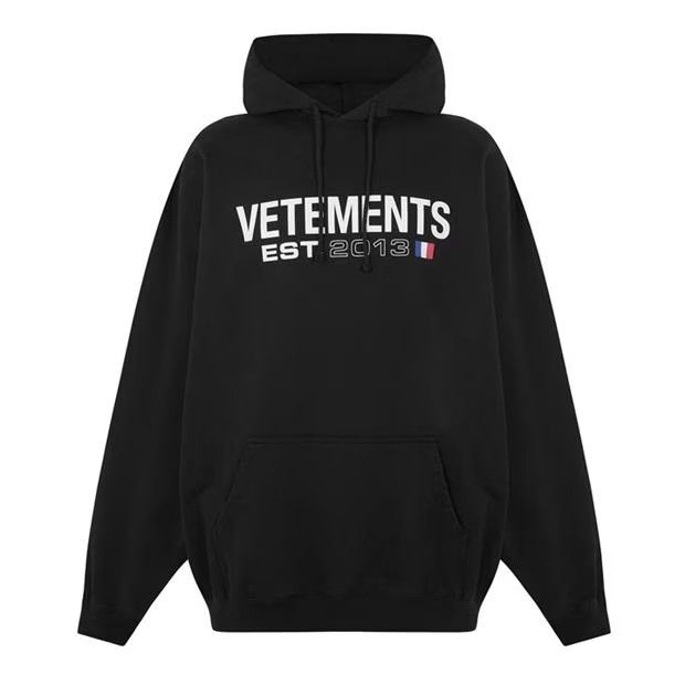 Vetements o1g2r1mq0824 Logo Print Hoodies in Black Size US L / EU 52-54 / 3 - 1 Thumbnail