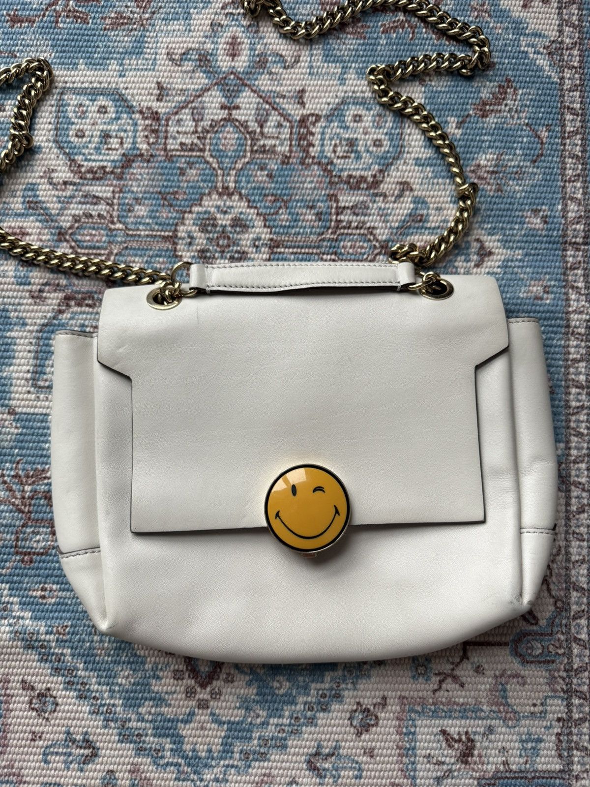 Anya Hindmarch Anya Hindmarch Smile White Leather Shoulder Bag Size ONE SIZE - 2 Thumbnail