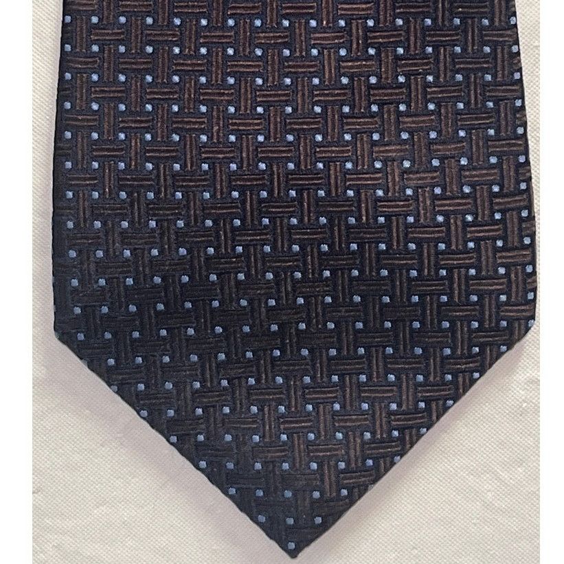 Tasso Elba Tasso Elba Men's Tie All silk Neck-Tie - Brown & Blue - Size ONE SIZE - 3 Thumbnail