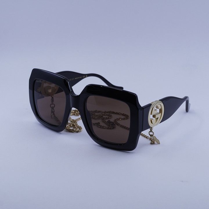 Gucci Gucci GG1022S 005 Sunglasses Black Square Frame Size ONE SIZE - 2 Thumbnail