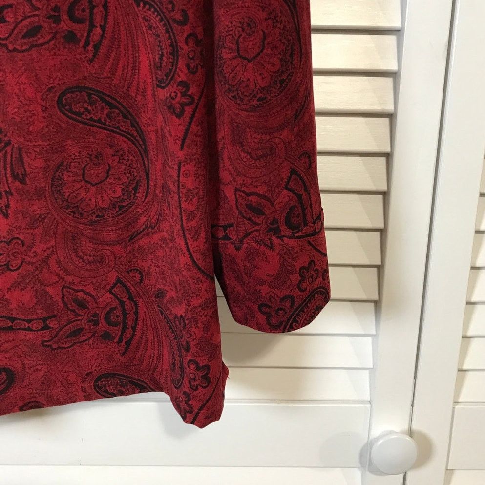 Other Sag Harbor Red Paisley Collared Long Sleeve Tunic Shirt Size L / US 10 / IT 46 - 5 Thumbnail
