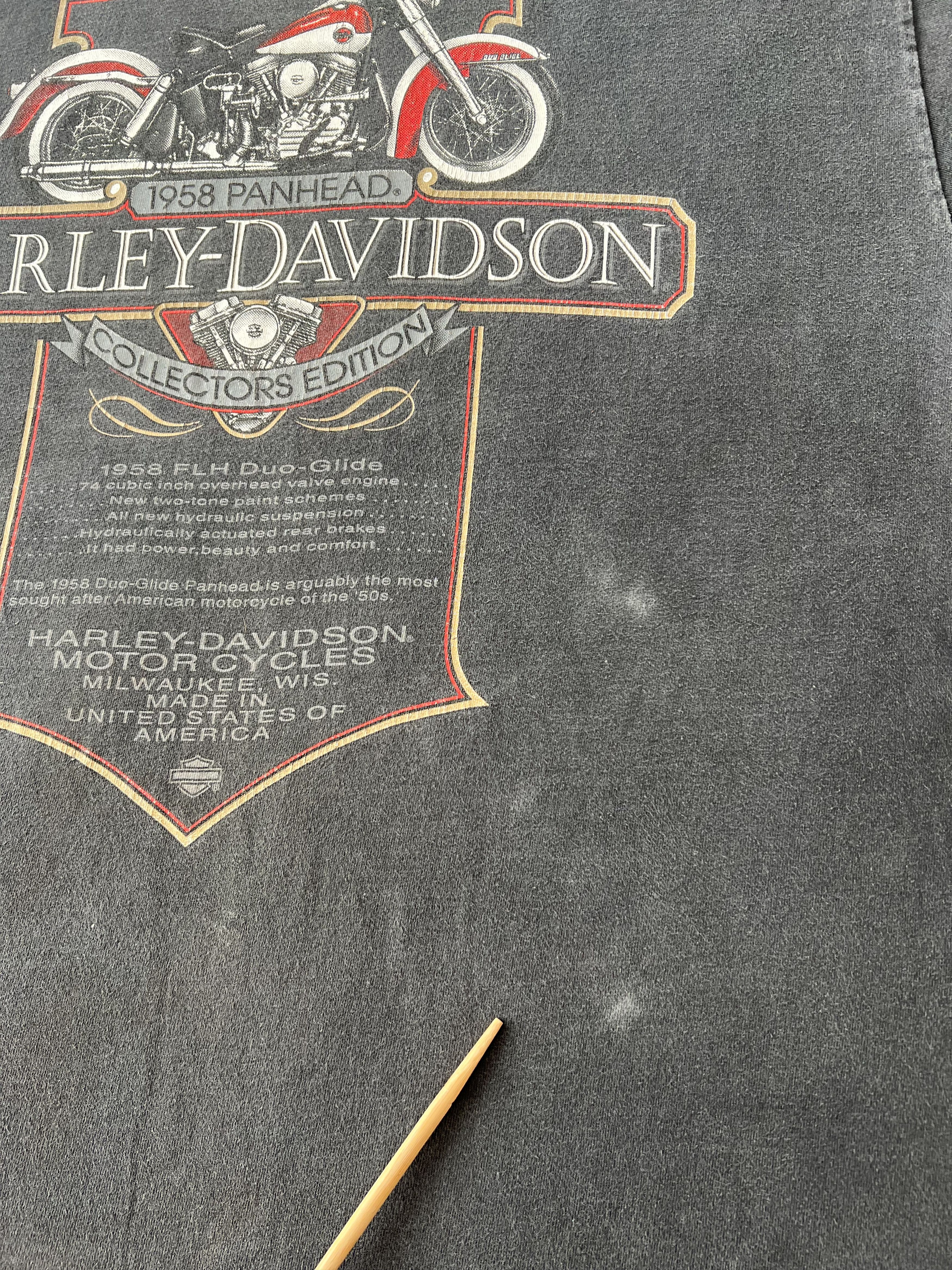 Harley Davidson Vintage 90s Harley Davidson 1958 Panhead Florida Black Tee Size US XL / EU 56 / 4 - 10 Thumbnail
