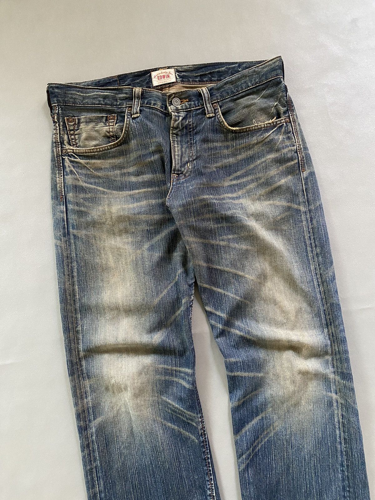 Edwin × If Six Was Nine × Le Grande Bleu (L.G.B.) Vintage Edwin Mud Wash Distressed Denim Size US 34 / EU 50 - 3 Thumbnail