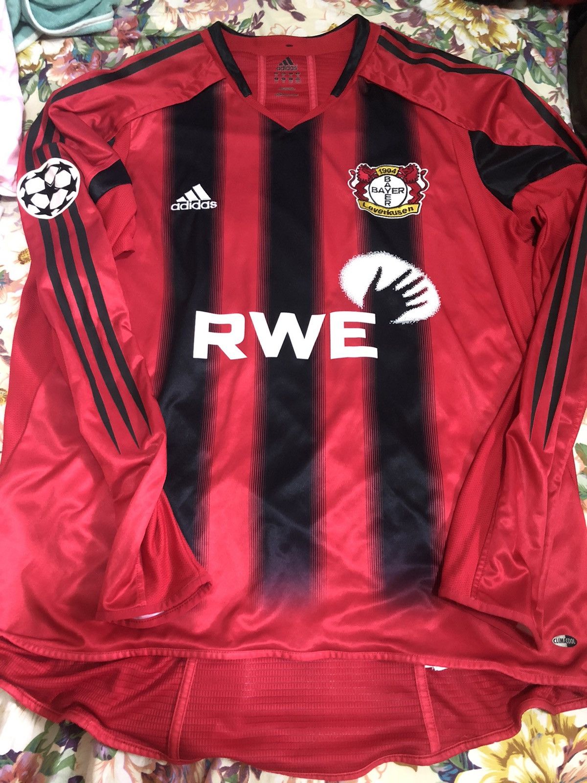 image of Adidas x Bloke Leverkusen 04/05 Match Issued/worn Shirt 4 Juan in Black/Red, Men's (Size XL)