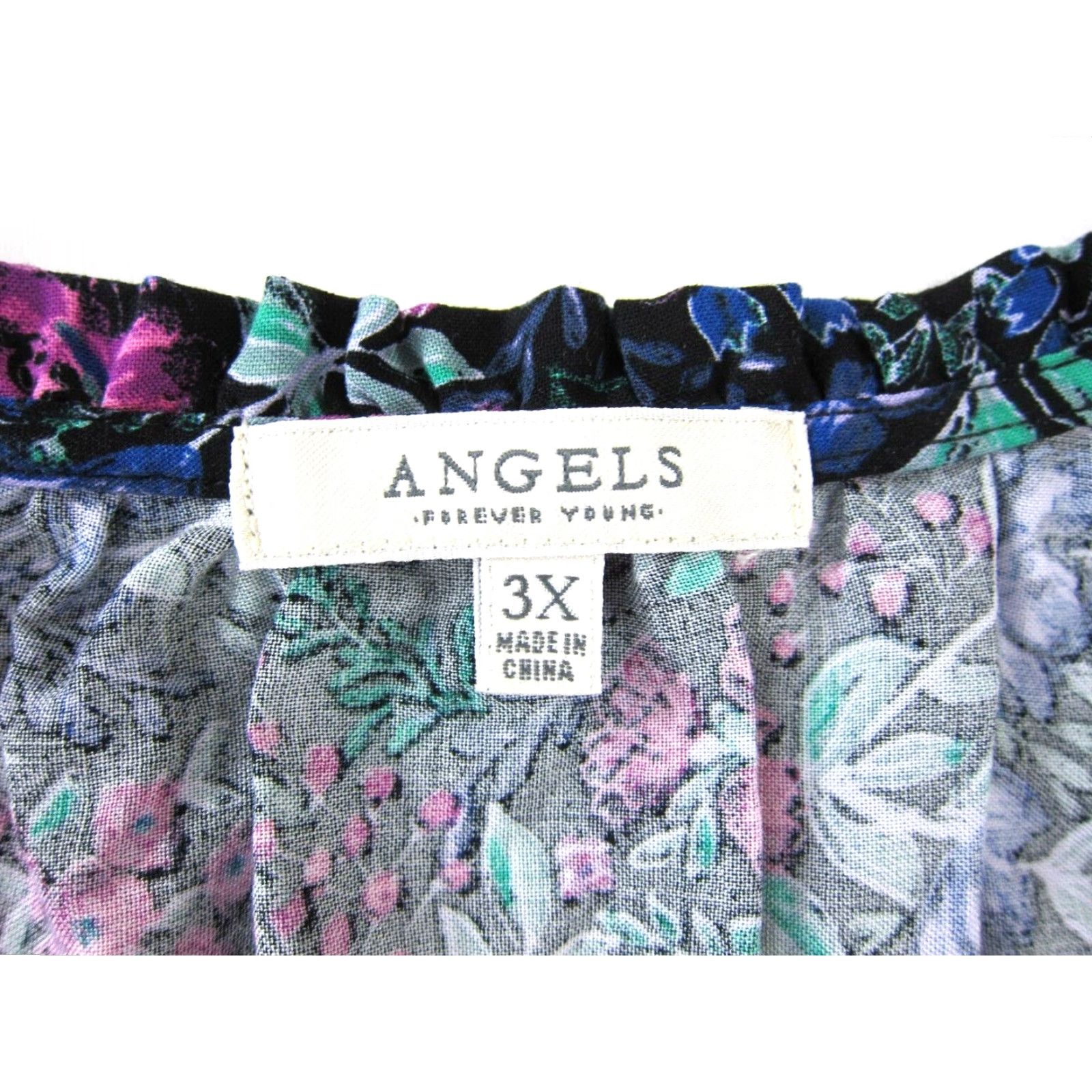 Vintage Angels Forever Young NWT Floral Short Sleeve Blouse 3X Pink Green Rayon V-Neck Blouse Women Tunic Blouse Size XXL / US 16-18 / IT 52-54 - 3 Thumbnail
