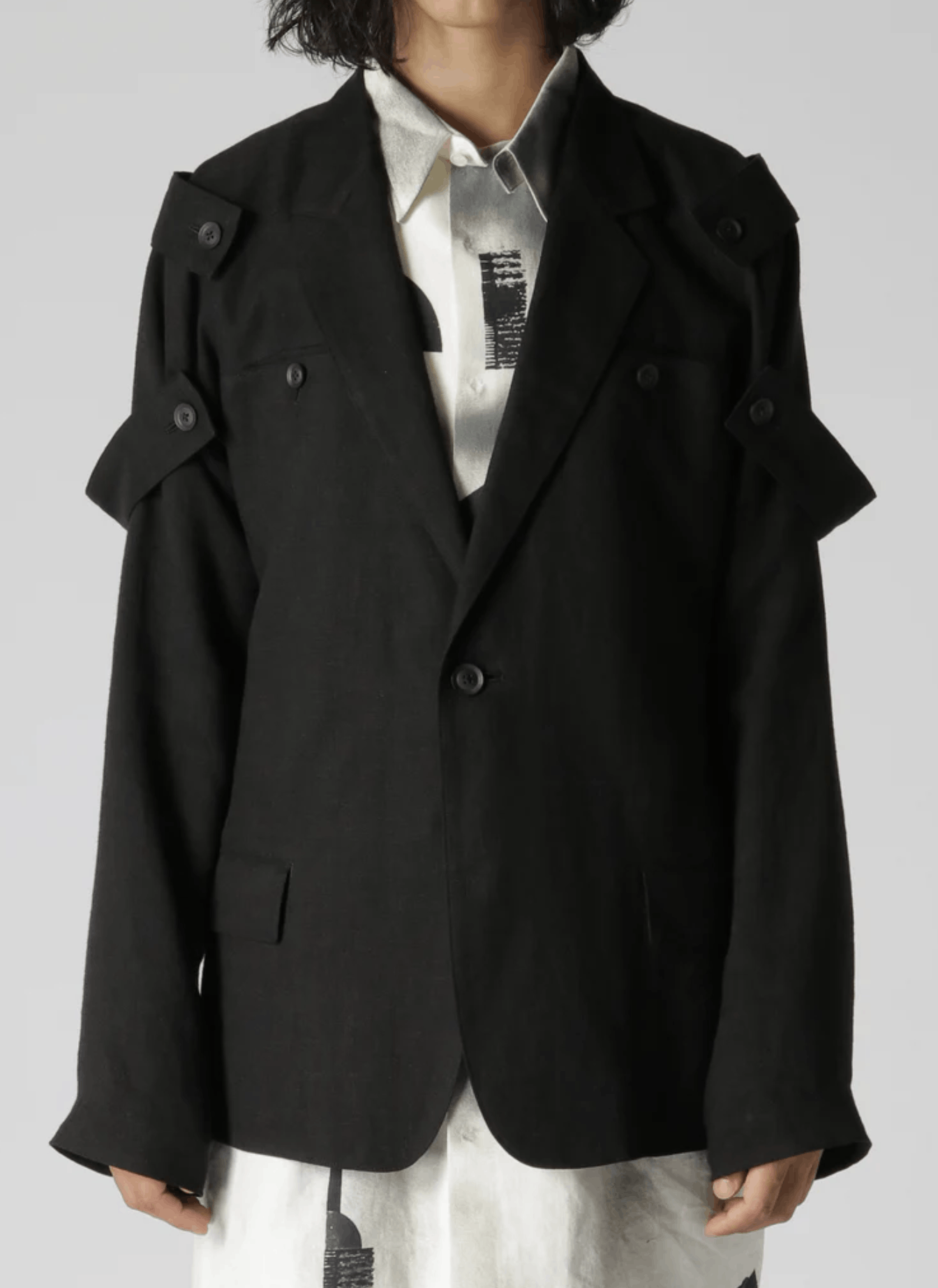 Yohji Yamamoto Yohji Yamamoto Homme Single Button Shoulder Epaulet Jacket Size US M / EU 48-50 / 2 - 12 Thumbnail