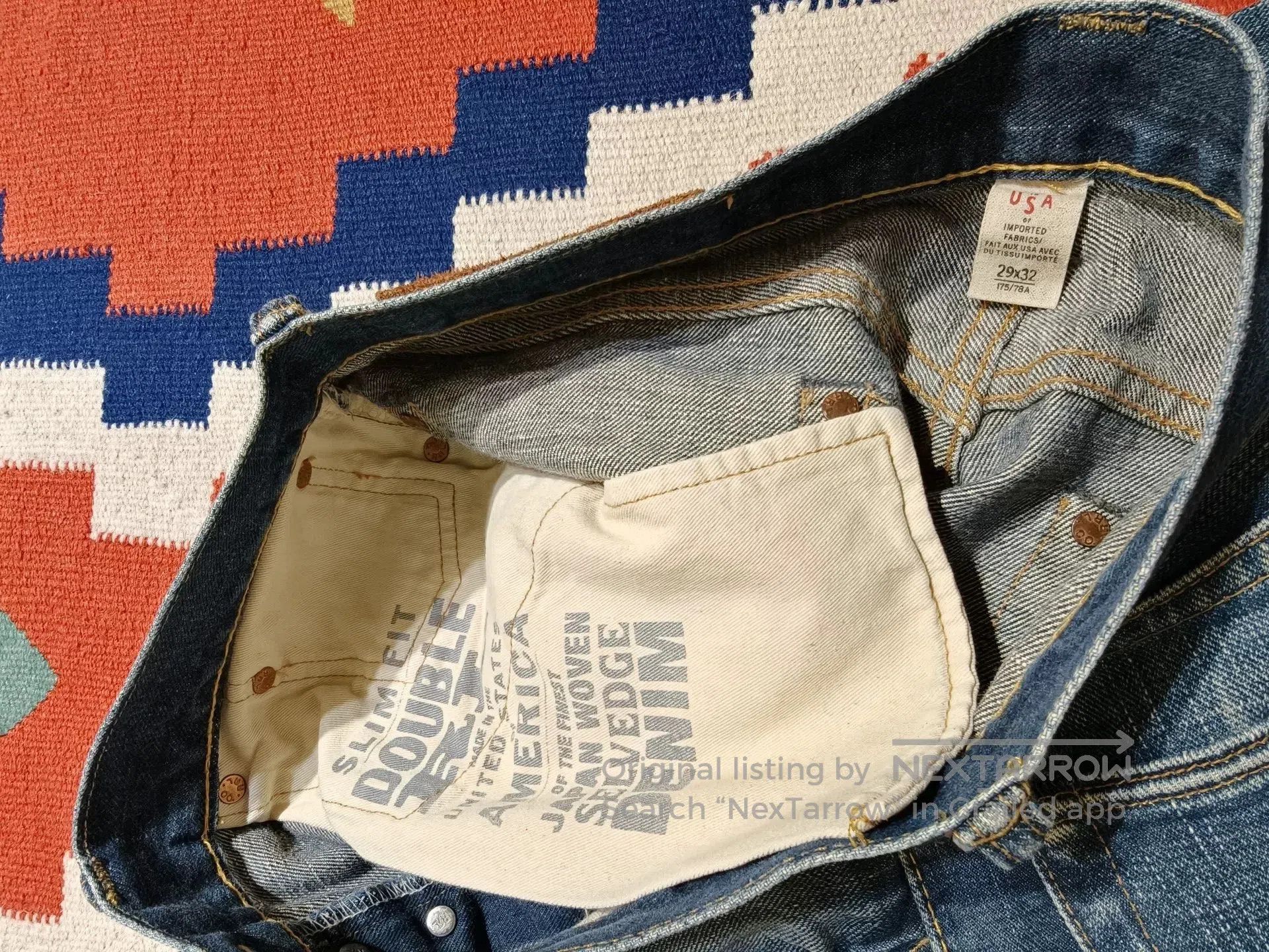 RRL Ralph Lauren RRL Distressed Red Selvedge Denim Jeans. Size US 29 - 8 Thumbnail
