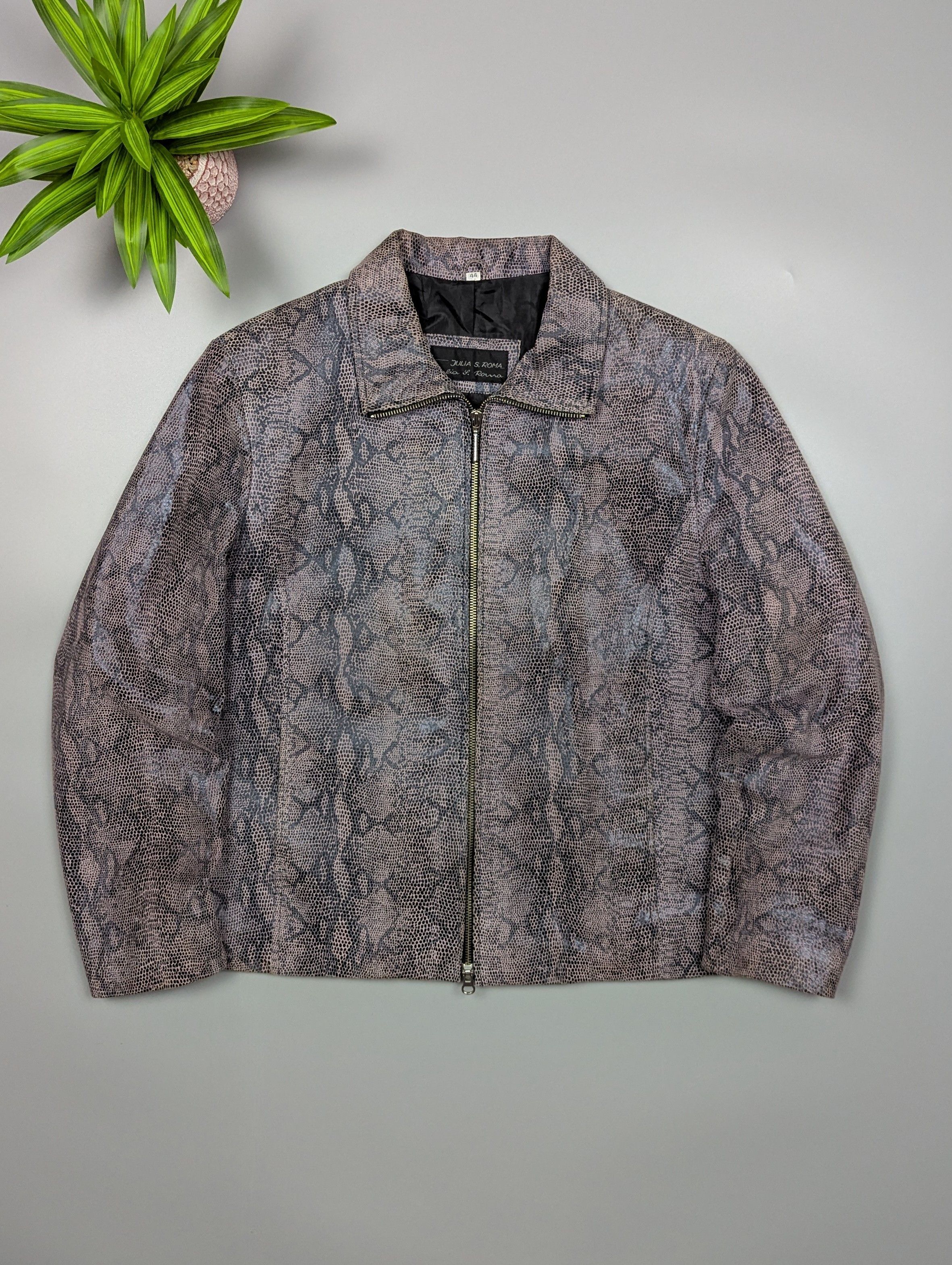 Julia S Roma Vintage Snake Print Leather Jacket Women’s M/L