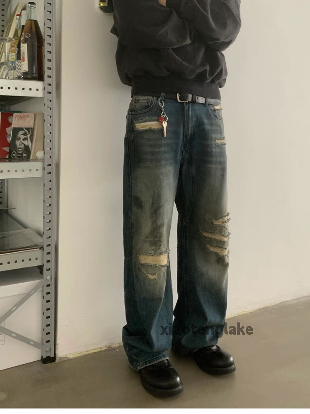 Jean × Vintage washed faded loose baggy stain punk grunge jeans Size US 32 / EU 48 - 6 Thumbnail