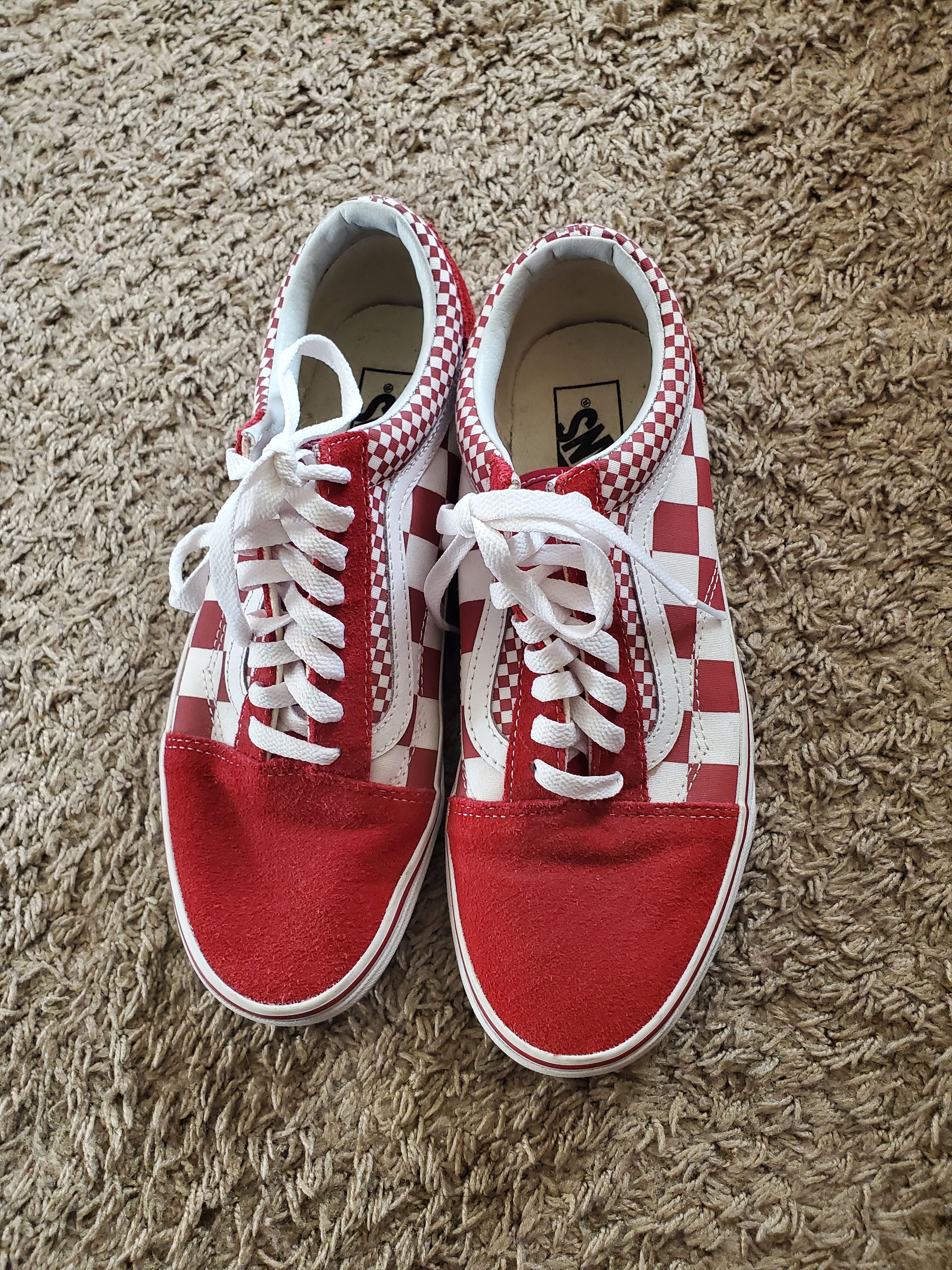 Vans Red + White Old Skool Checkerboard Shoes (M8.5/W10) Size US 8.5 / EU 41-42 - 7 Thumbnail