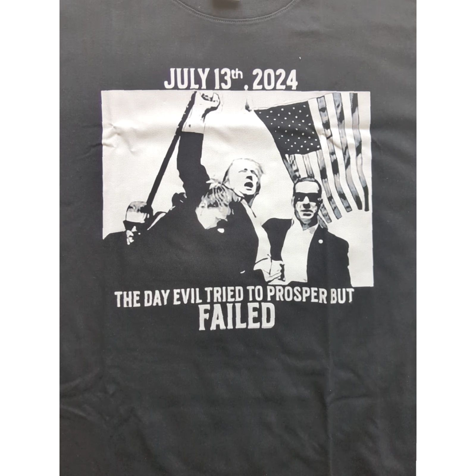 Vintage Donald Trump July 2024 - The Day Evil Tried To Prosper But FAILED - T Shirt Black Cotton Crew Neck Short Sleeve Logo 80s Men L Regular Vintage: No Size US L / EU 52-54 / 3 - 3 Thumbnail