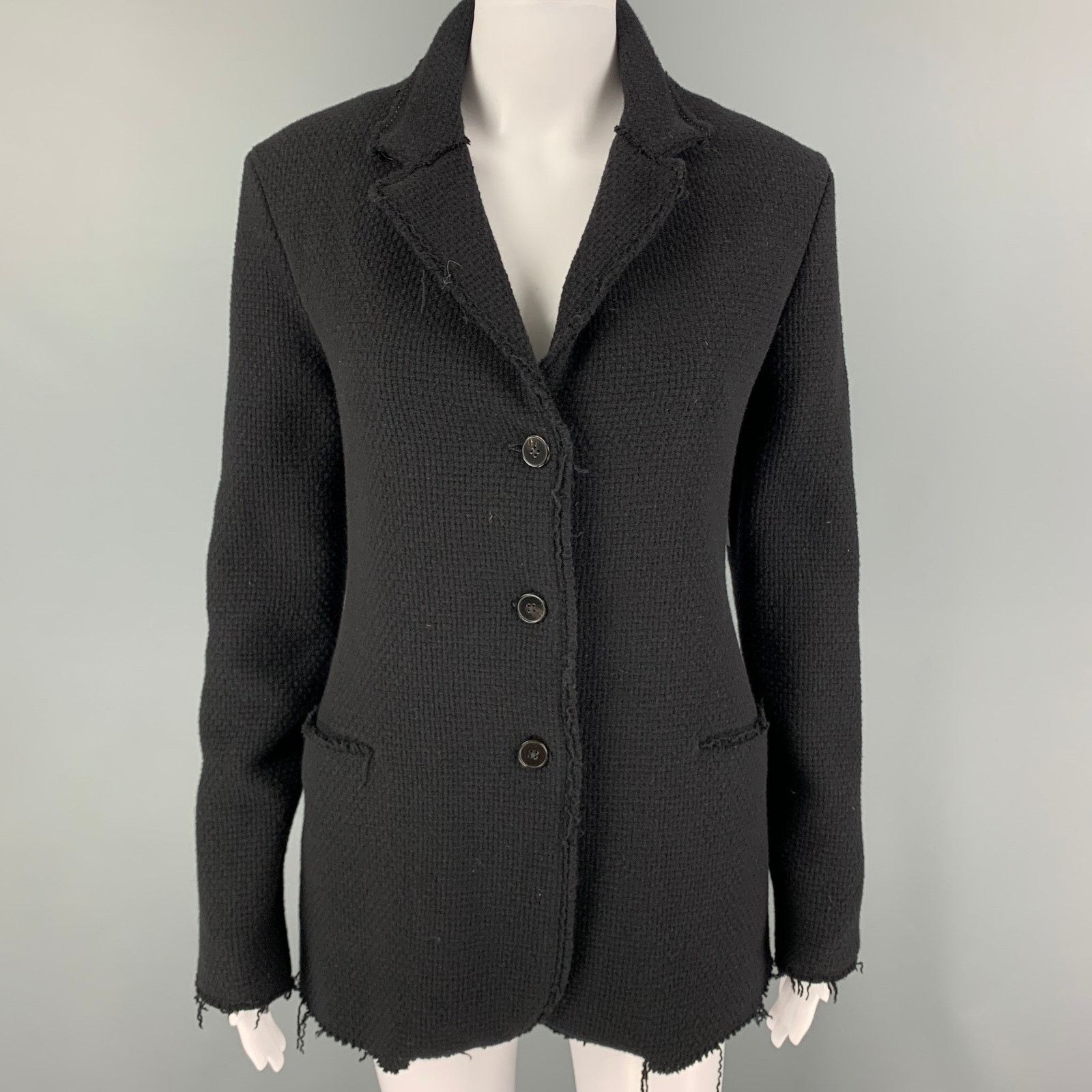 Ma+ M.A+ Size M Black Textured Buttoned Jacket Size US M / EU 48-50 / 2 - 1 Thumbnail