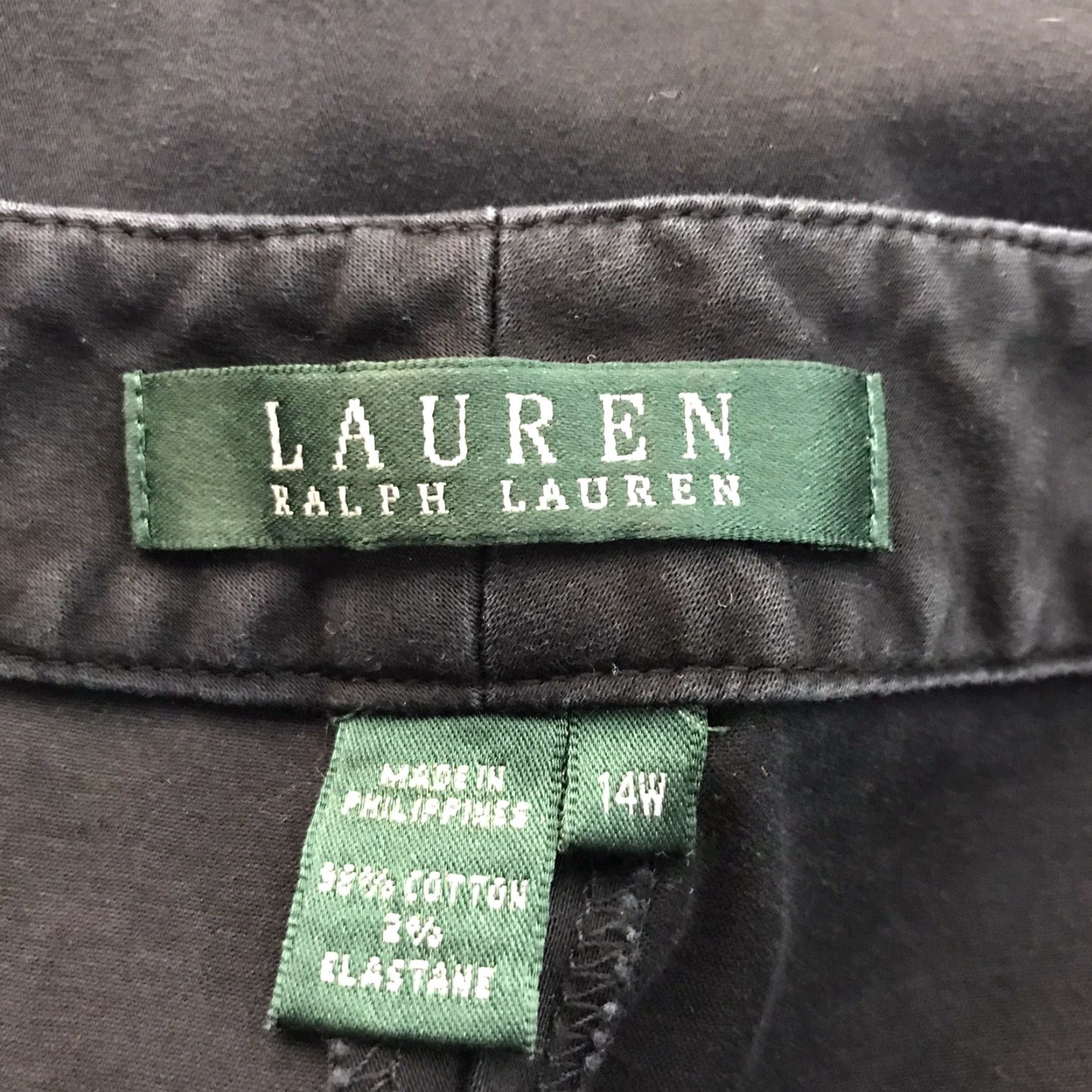 Ralph Lauren VINTAGE Ralph Lauren Black Label Chino Pants Women Size 14W Black Cotton Spandex Straight Leg Size 36" / US 14 / IT 50 - 3 Thumbnail