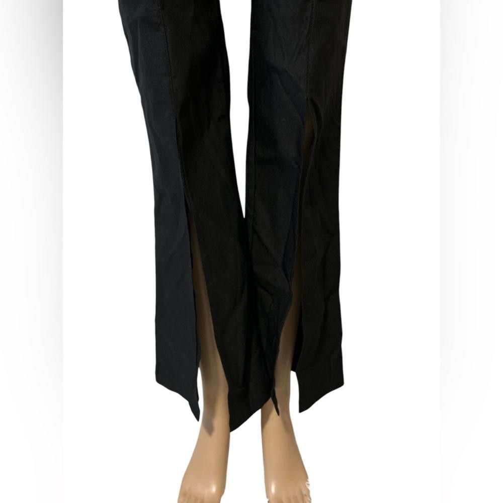 Designer Black High-Waisted Flare Pants with front Slits Size 24" / US 00 / IT 34 - 2 Thumbnail