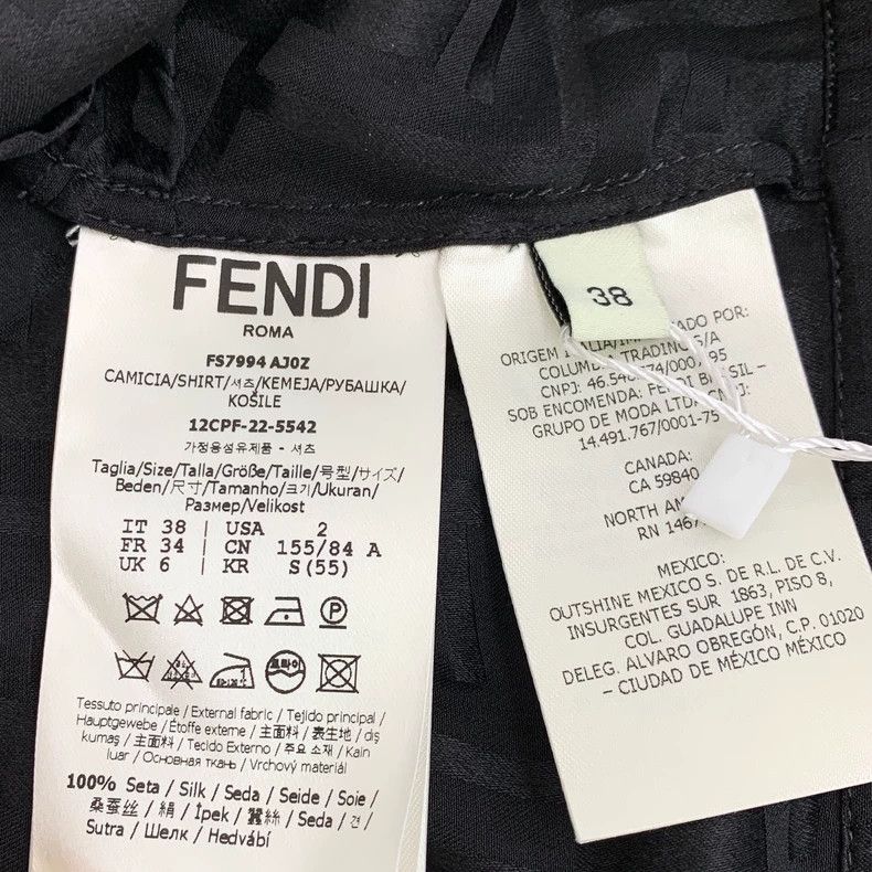 Fendi FENDI Black logo full-print mulberry silk notch collar lon Size XXS / US 00 / IT 34 - 6 Thumbnail