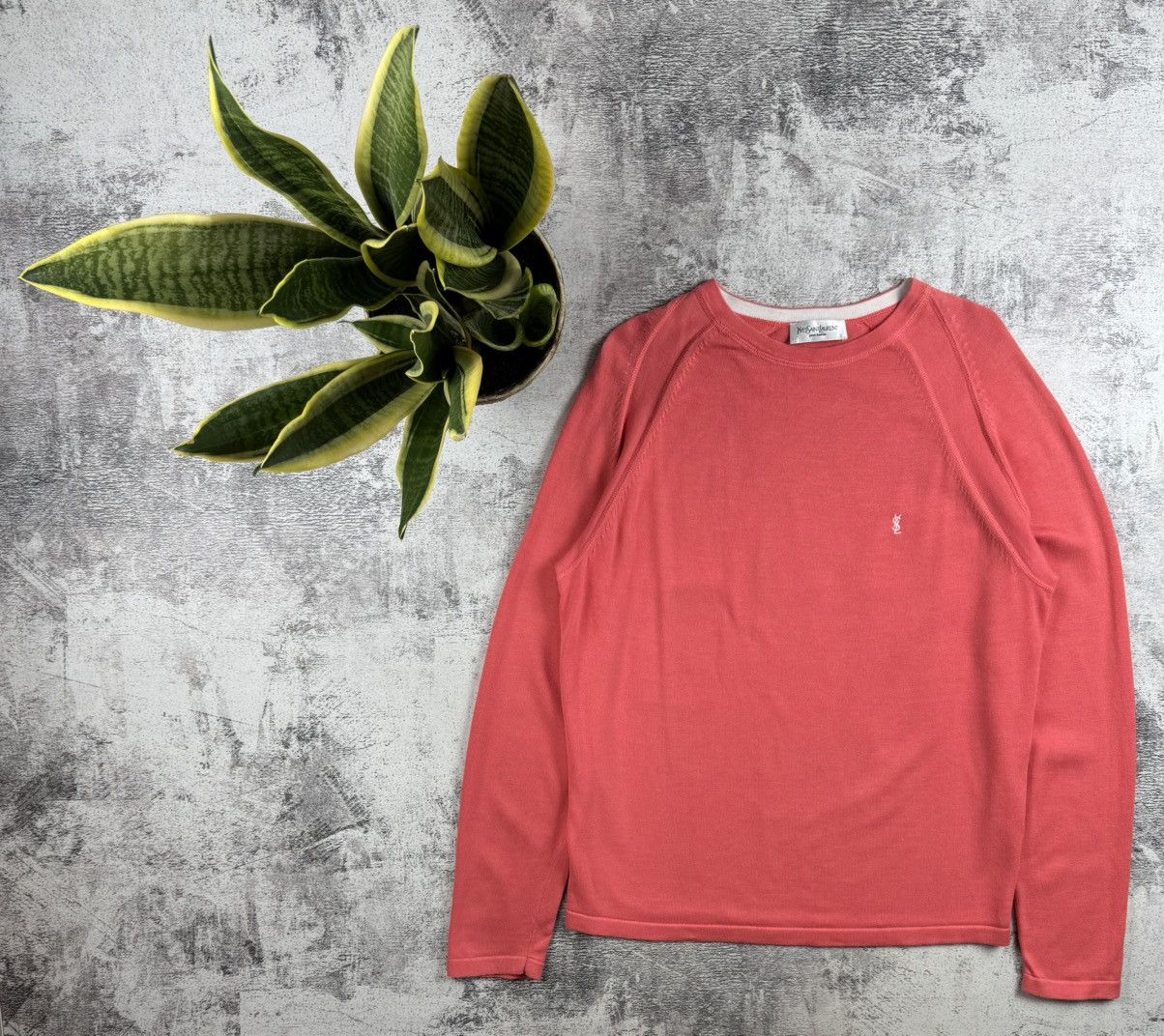 Yves Saint Laurent Men's Cotton YSL Knit Pink XL Sweatshirt
