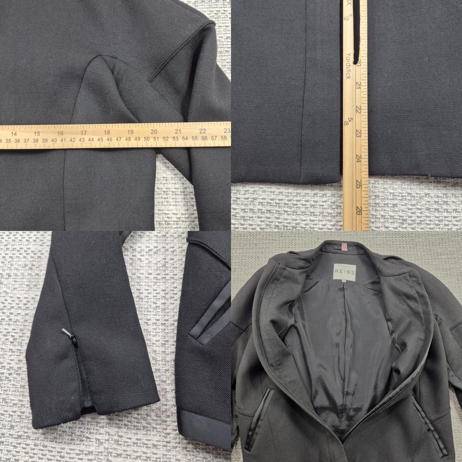 Reiss REISS Mora Jacket Womens Medium Black Wool Blend Zip Front Lined Pockets Jacket Size M / US 6-8 / IT 42-44 - 9 Thumbnail