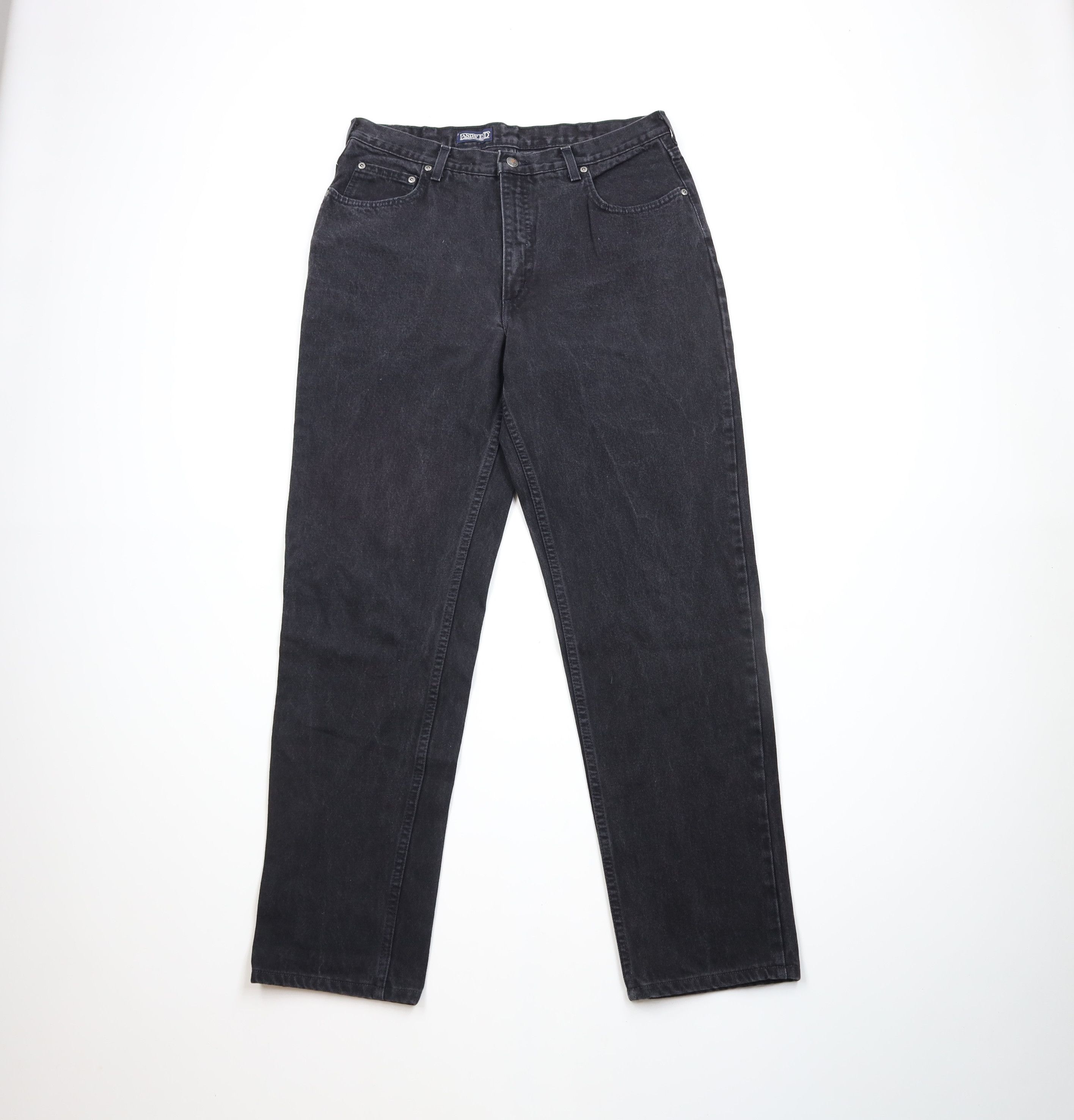 Vintage 90s Lands End Tapered Leg Denim Jeans Black USA