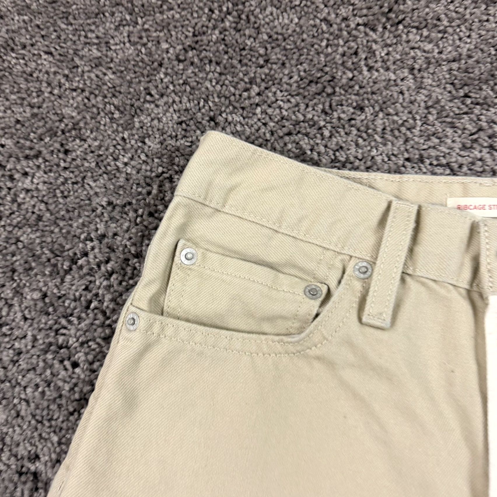 Levi's Levis Ribcage Straight Jeans Women 27 Beige Two Tone Ankle Button Fly 24x26 Womens Size 27" / US 4 / IT 40 - 3 Thumbnail