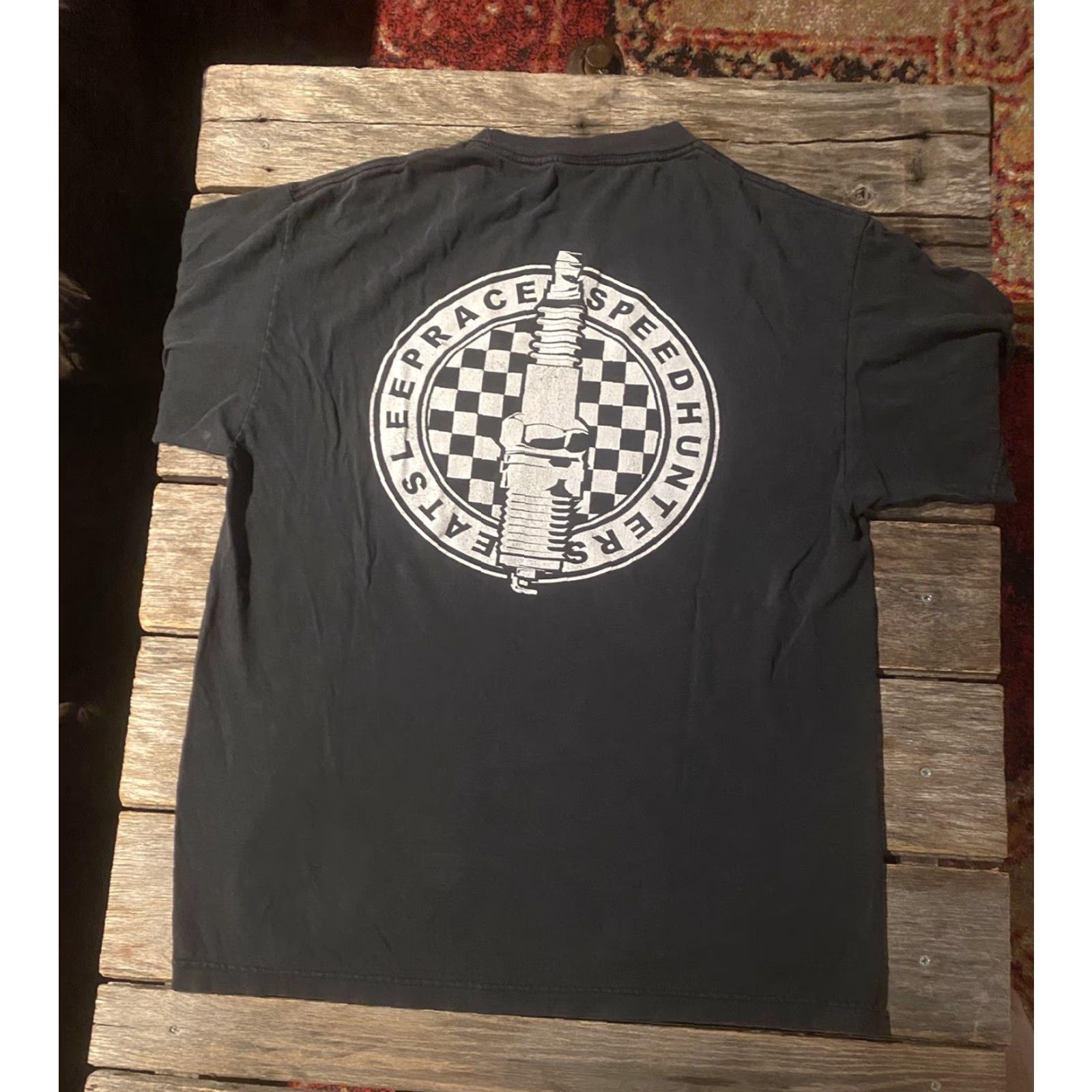 Vintage VINTAGE Mens Large Bang Gears Burn Rubber T-shirt Black Short Sleeve Eat Sleep Race Car Racing Crew Neck Cotton Blend Mens, Womens, or Boys? Size US L / EU 52-54 / 3 - 2 Thumbnail