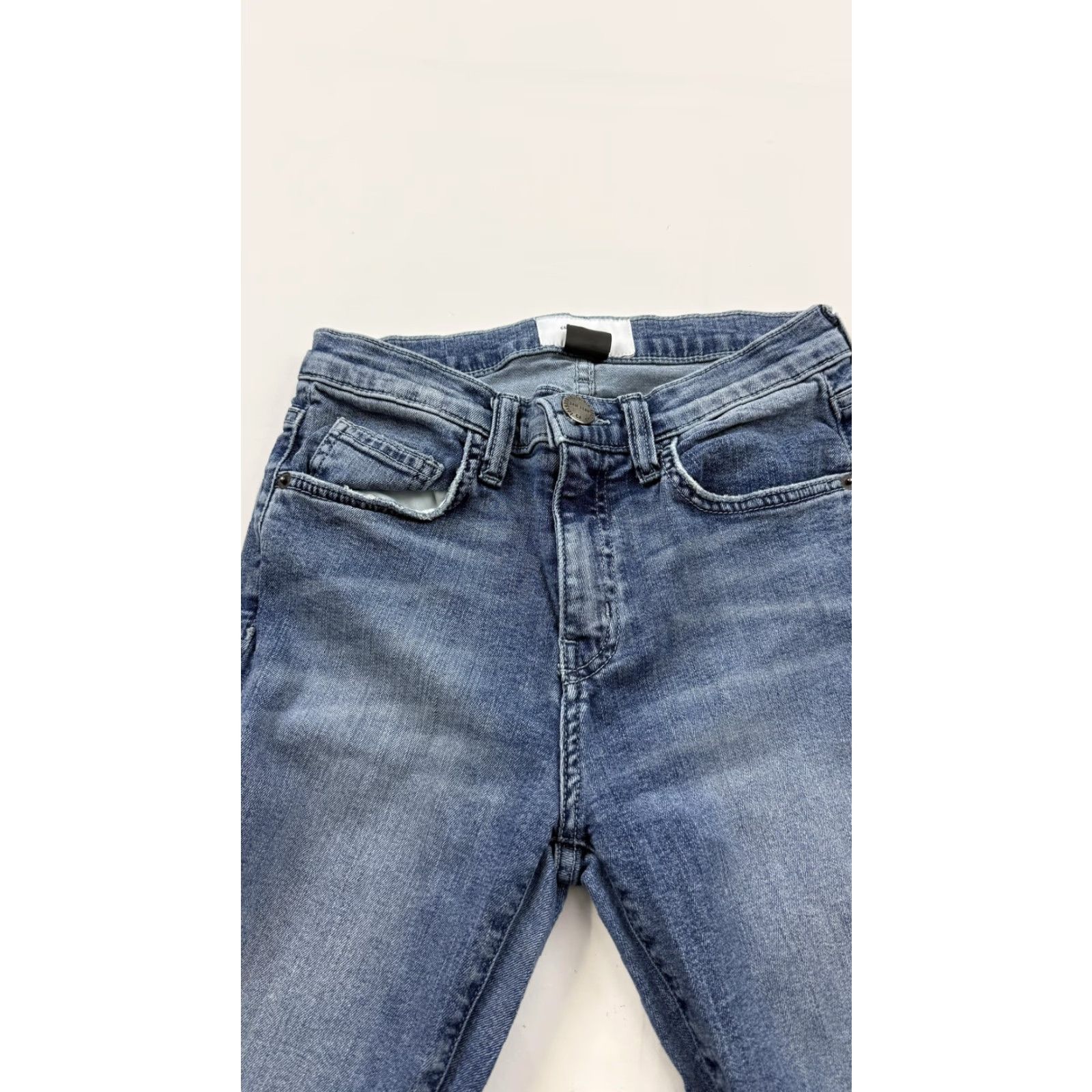 Vintage CURRENT/ELLIOTT High Waist Skinny Jeans Womens 27 Blue Distressed Stiletto Raw Hem Size 27" / US 4 / IT 40 - 4 Thumbnail