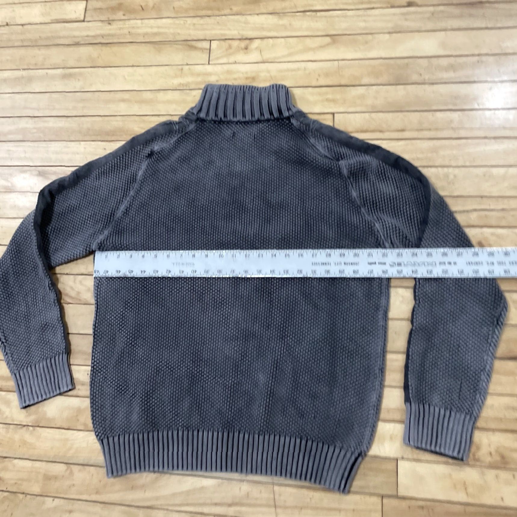 Carbon2Cobalt CARBON 2 COBALT Chunky Waffle Knit Sweater Men L Gray 1/4 Zip Pique Thermal Size US L / EU 52-54 / 3 - 7 Thumbnail