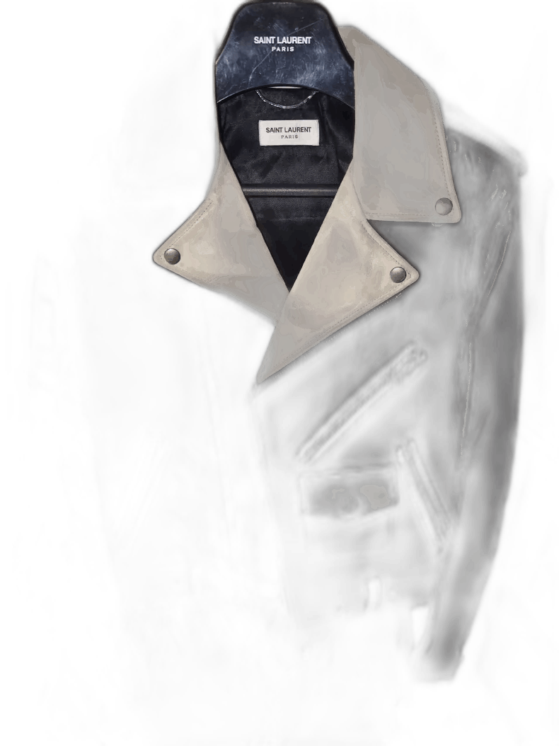Saint Laurent Paris black and white leather jacket by Saint Laurent-2507 Size US L / EU 52-54 / 3 - 5 Thumbnail