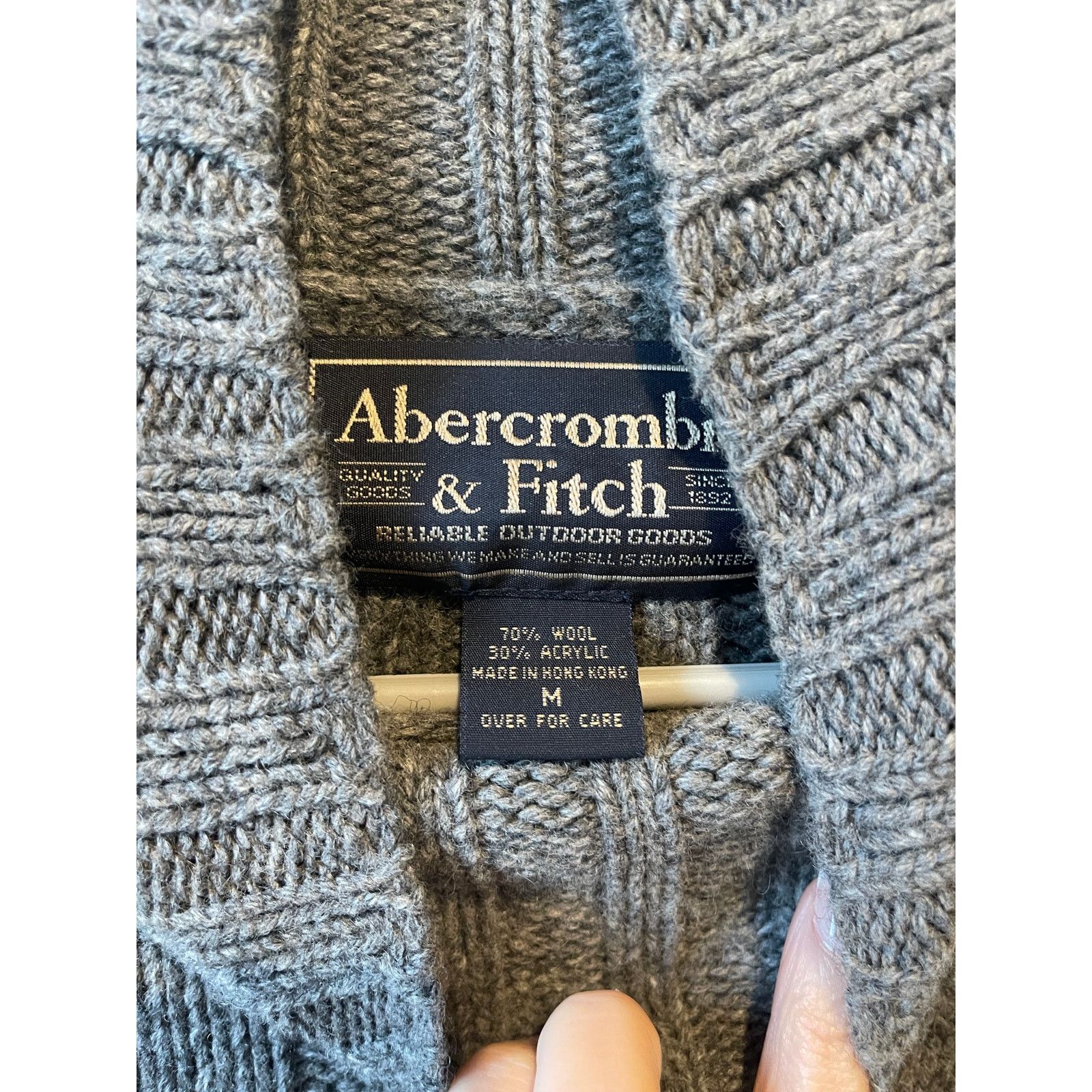 Abercrombie & Fitch Abercrombie Fisherman Wool Gray Ribbed Turtleneck Sweater Size M / US 6-8 / IT 42-44 - 3 Thumbnail