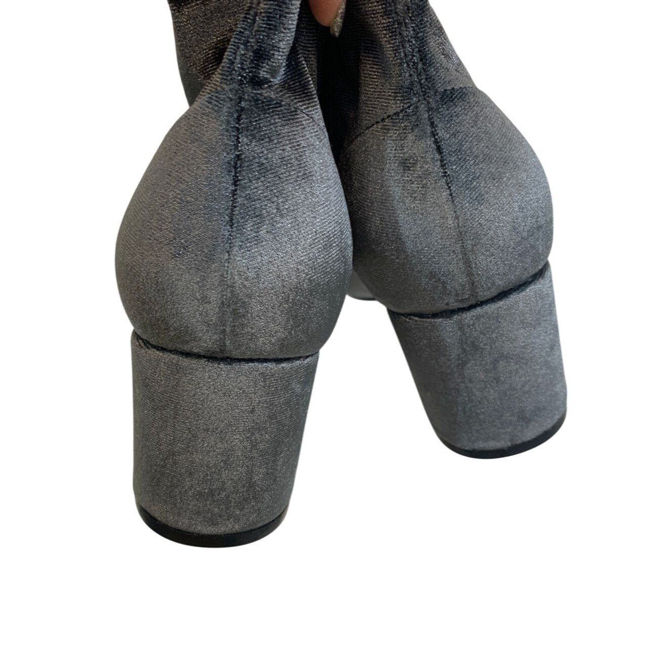 Other Ivanka Trump Velvet Ankle Boots Grey 8.5 2.5” Chunky Heel Si Size US 8.5 / IT 38.5 - 3 Thumbnail