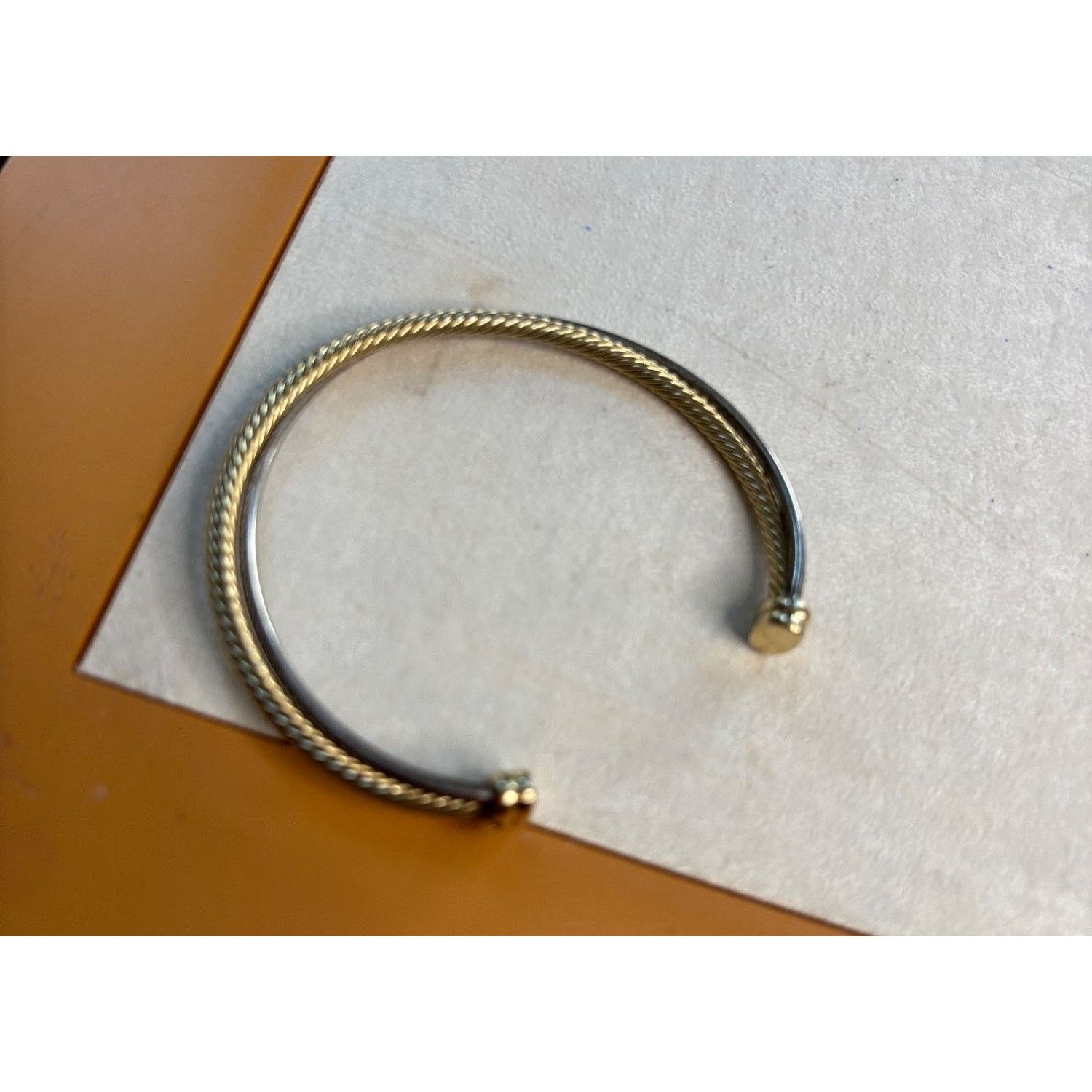 Other Gold-Tone Twisted Cable Open Cuff Bracelet With Polished End Size ONE SIZE - 7 Thumbnail