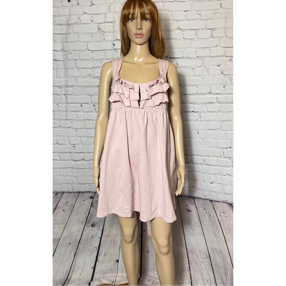 Free People New Free People Beach Pink Cotton Valley Mini Dress Size L Size L / US 10 / IT 46 - 2 Thumbnail