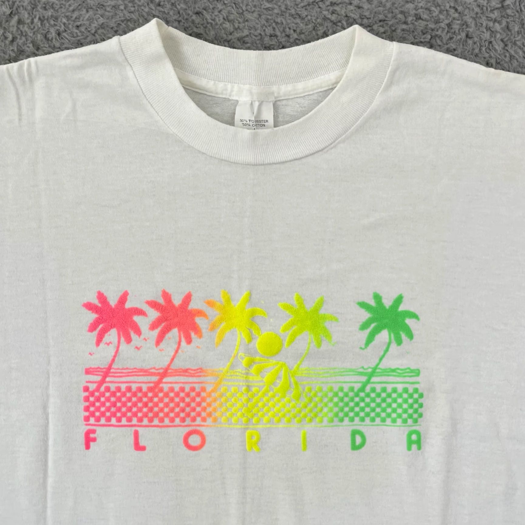 Hanes VINTAGE Hanes Florida T-Shirt Adult Medium White 80s 90s Retro USA Men Shirt Short Sleeve Cotton Logo Front Angel Size US M / EU 48-50 / 2 - 3 Thumbnail