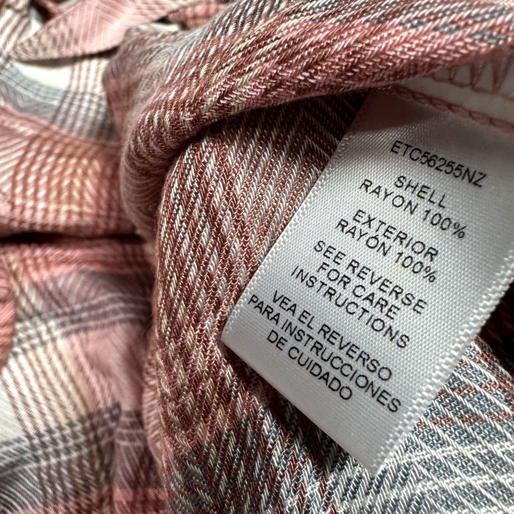 Vintage En Creme Pink Gray Plaid Cropped Shirt Knot Tie Front Short Sleeve Rayon M NWT Womens Shirt Size M / US 6-8 / IT 42-44 - 5 Thumbnail