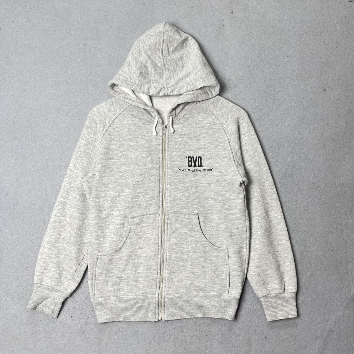 Japanese Brand Vintage B.V.D Minimal Zip Hoodie Heather Grey Size US S / EU 44-46 / 1 - 1 Thumbnail