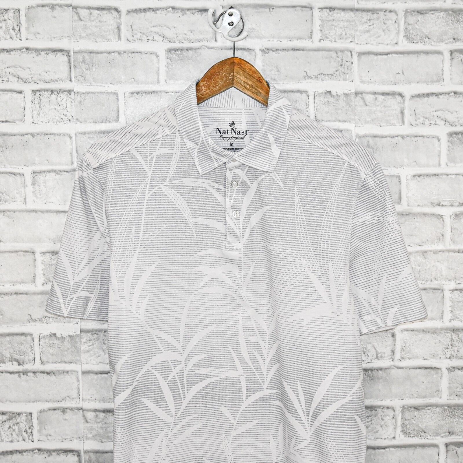 Nat Nast Nat Nast Men's short sleeve Polo Shirt in Grey Floral print Size US M / EU 48-50 / 2 - 3 Thumbnail